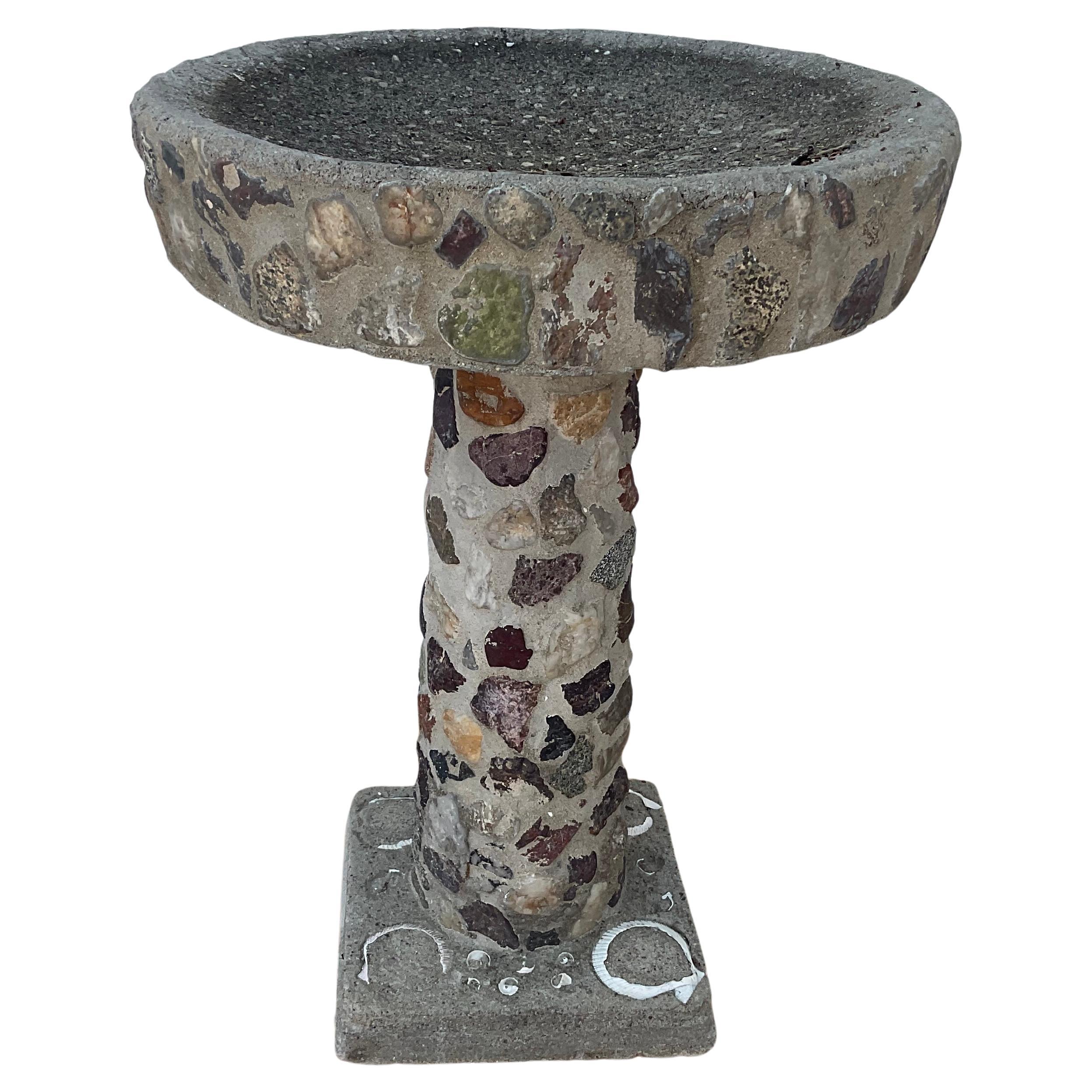 Vintage Stone Inlaid "GROTTO" Bird Bath For Sale