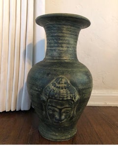 Vintage Stone Buddha Face/Head Urn/Vase