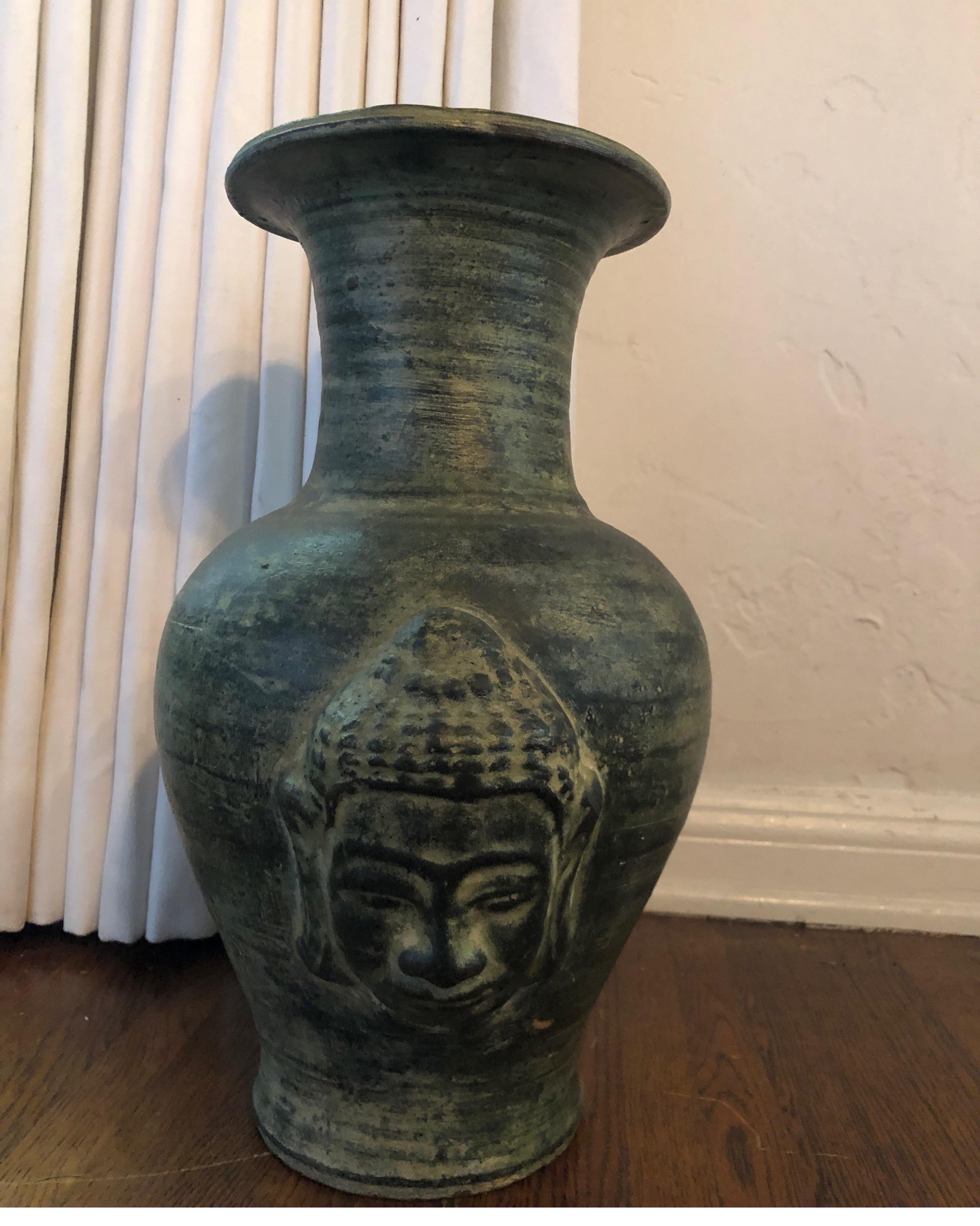 20th Century Vintage Stone Buddha Face/Head Urn/Vase For Sale