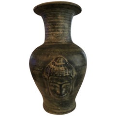 Vintage Stone Buddha Face/Head Urn/Vase
