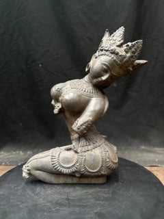 Vintage Stone Carving of North Indian Apsara Celestial Goddess Statue