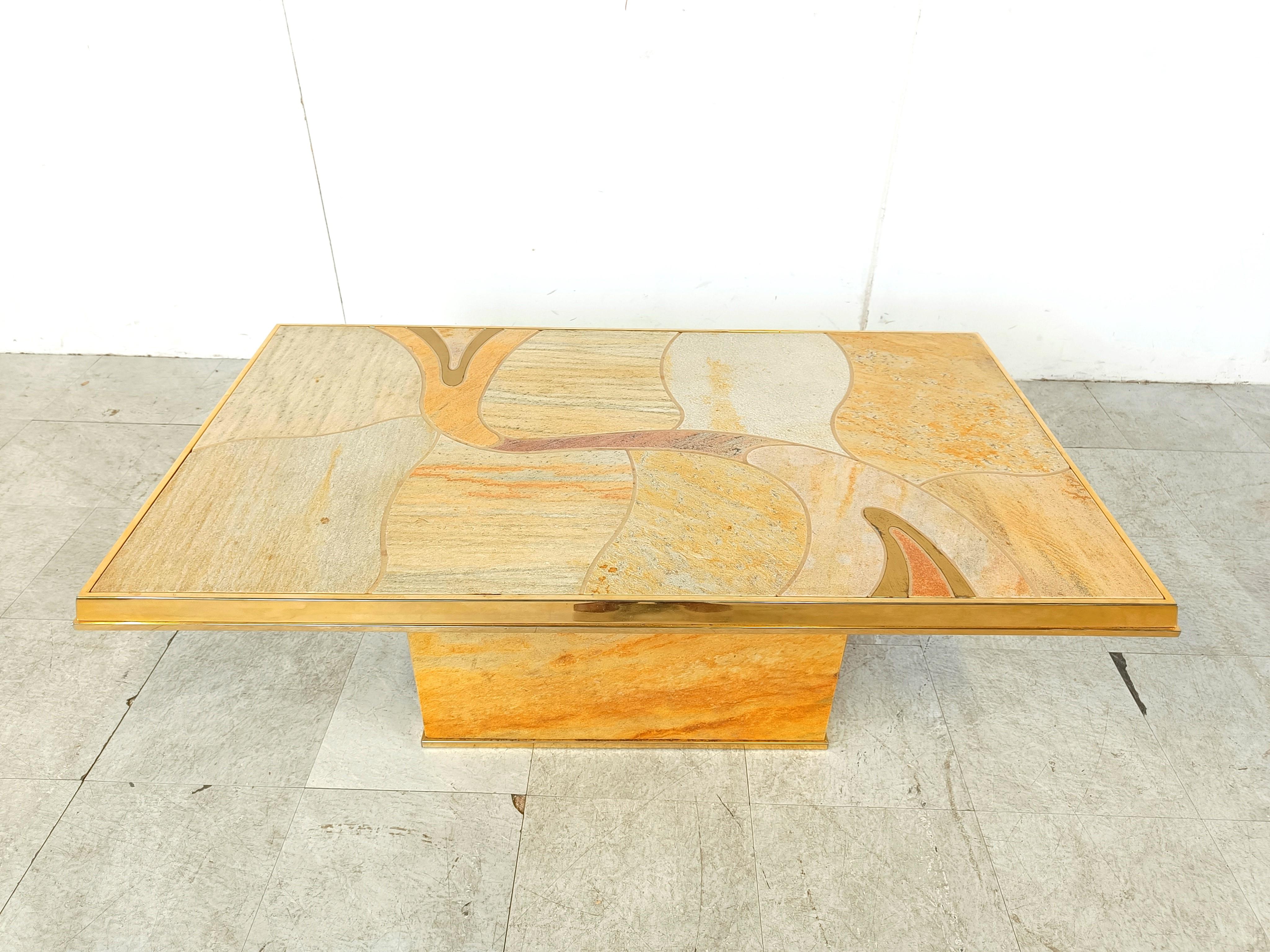 Belgian Vintage stone coffee table by Fedam, 1980s