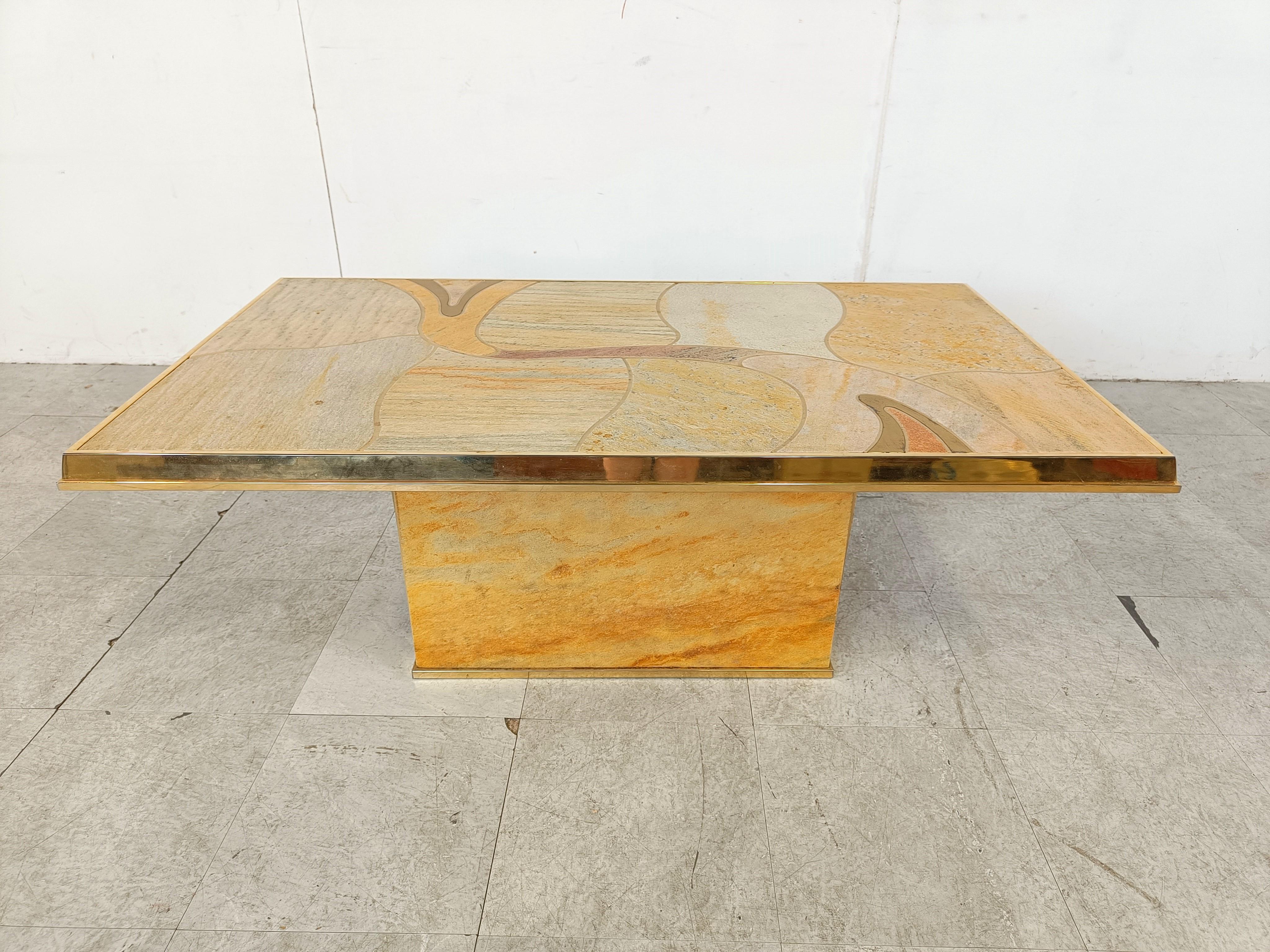 Vintage stone coffee table by Fedam, 1980s In Good Condition In Leuven, Vlaams Gewest