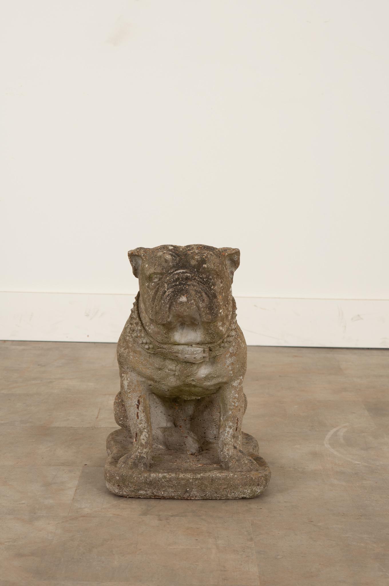 concrete bulldog garden statue