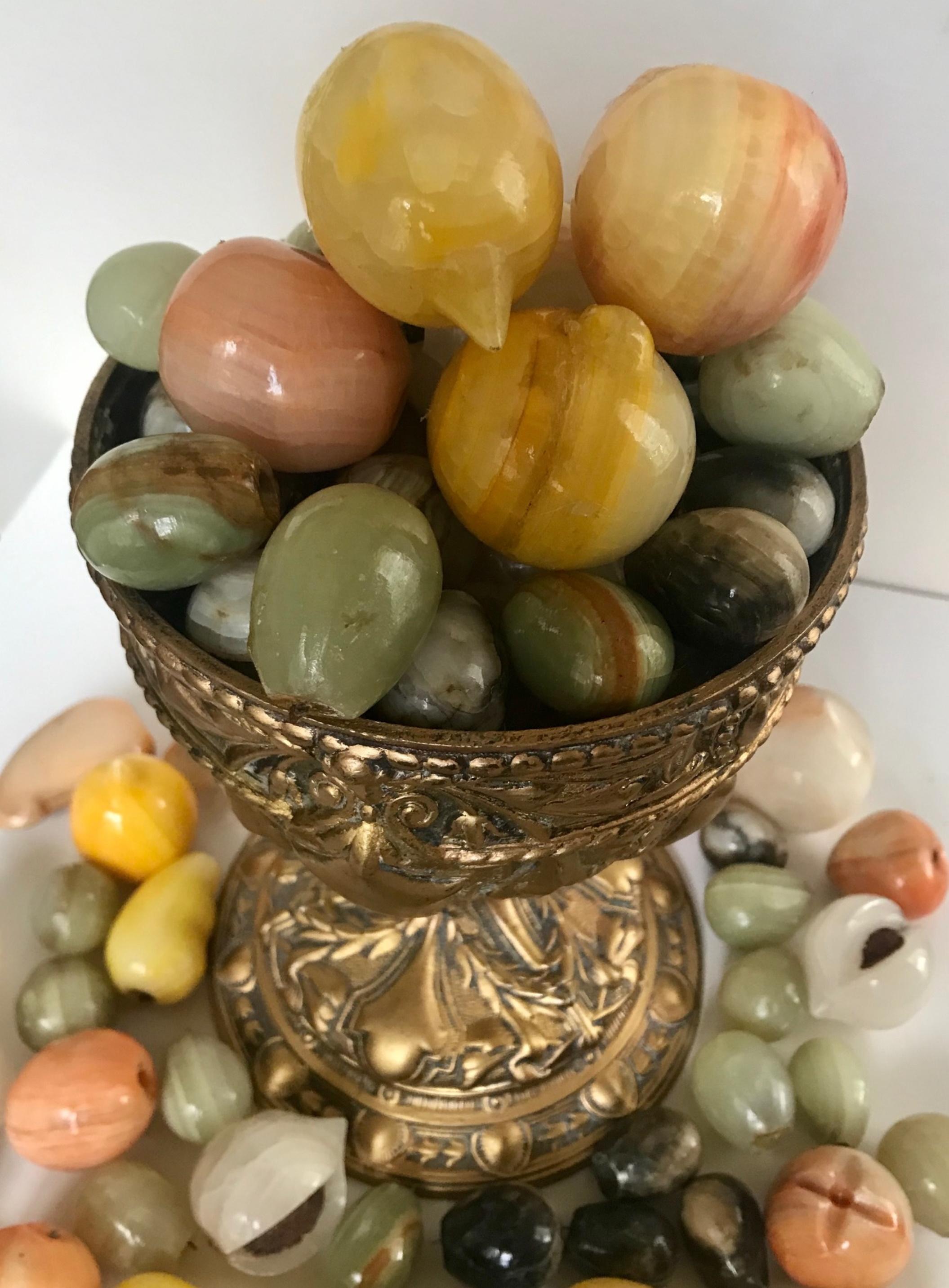 Mid-Century Modern Vintage Stone Fruit, Collection of 72, Onyx, Alabaster Marble