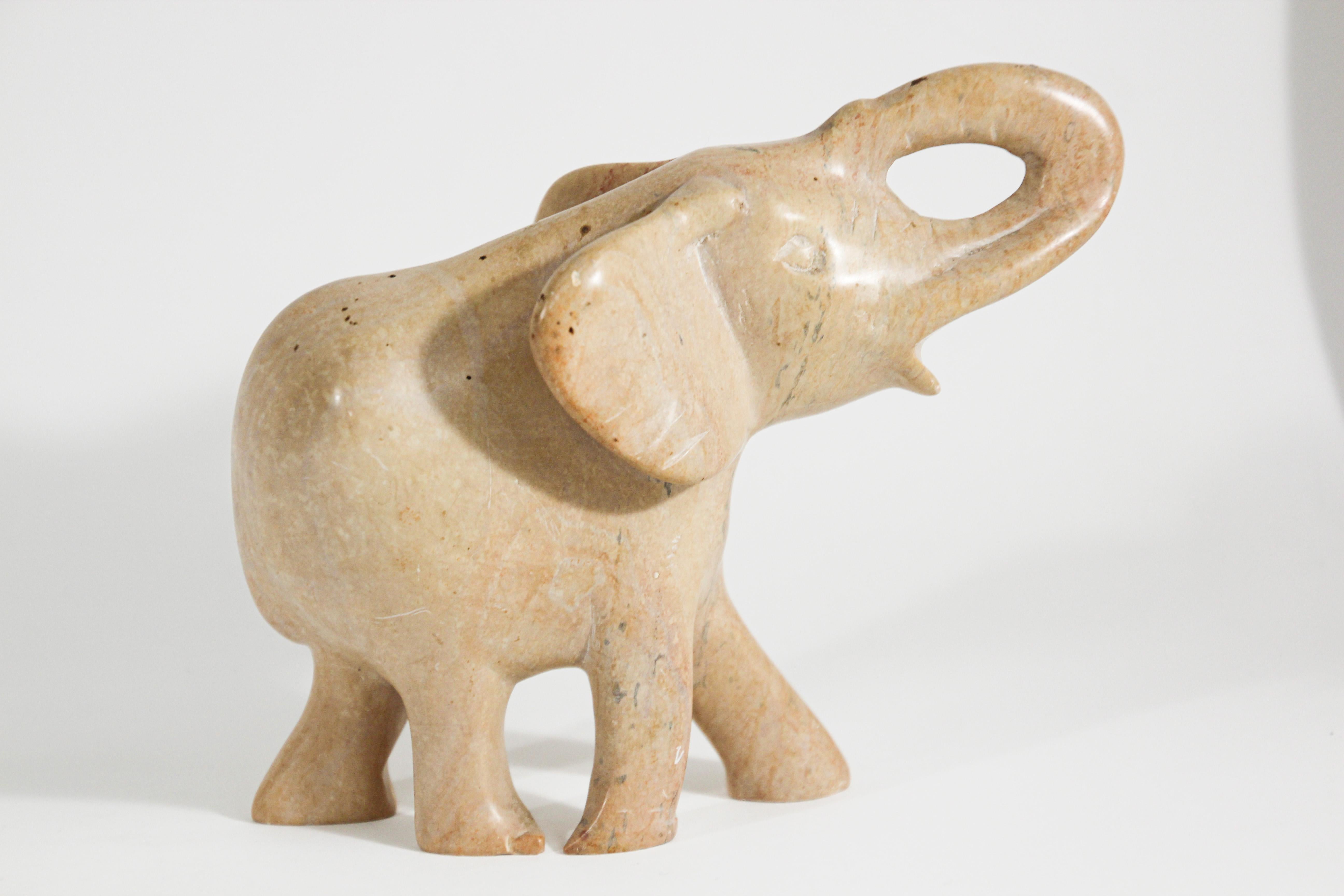 Anglo Raj Vintage Stone Hand Carved Elephant Sculpture