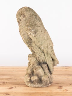 Vintage Stone Horned Owl Garden Ornament, USA Mid 20th C.