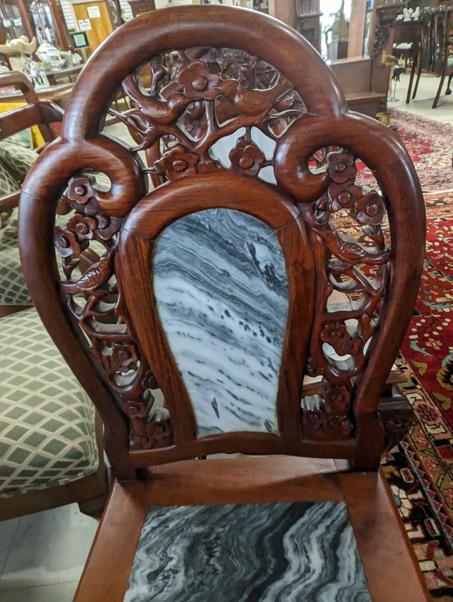 Vintage Stone Inlay Dining Table, 10 Chairs For Sale 5