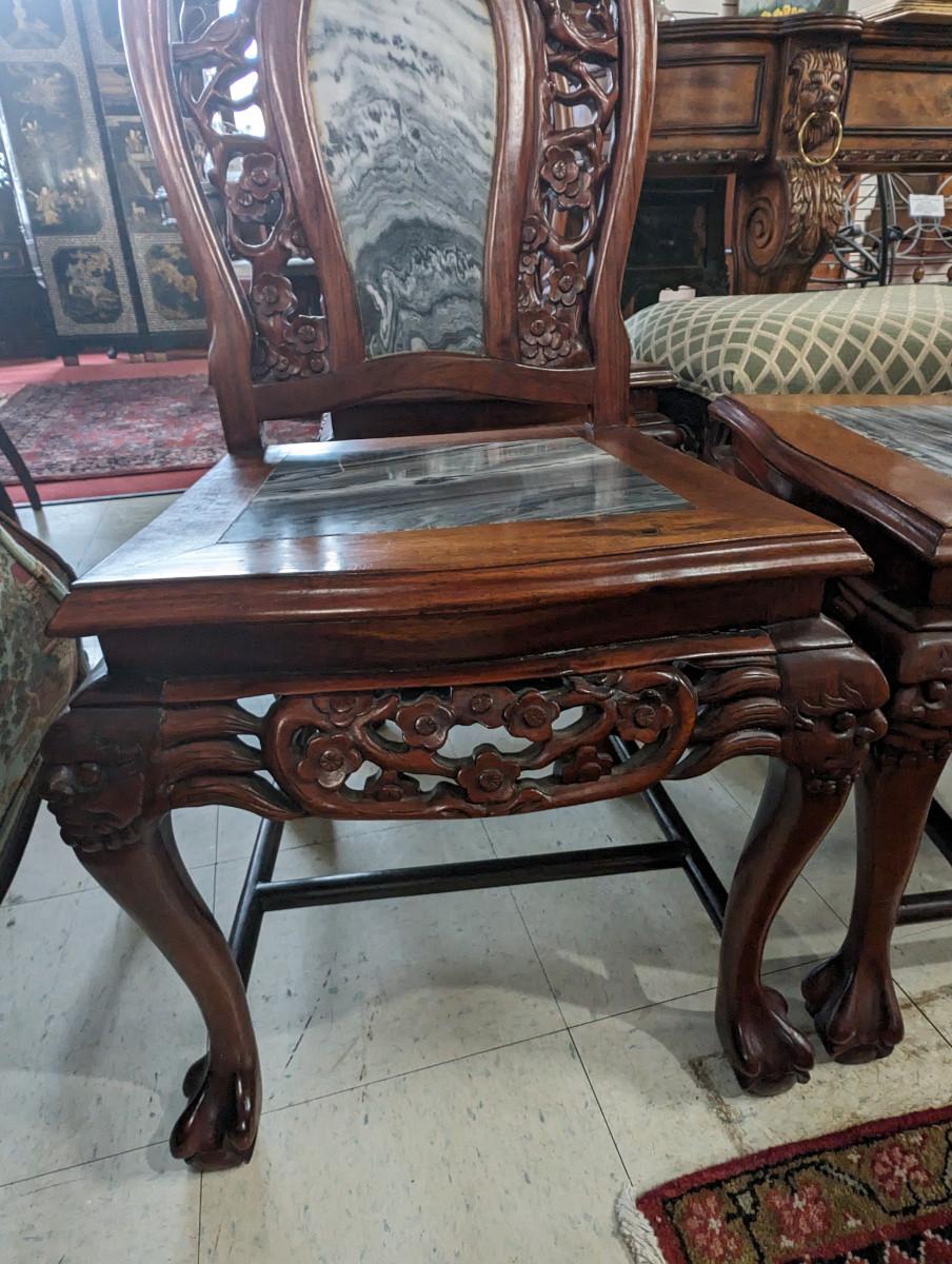 Vintage Stone Inlay Dining Table, 10 Chairs For Sale 6