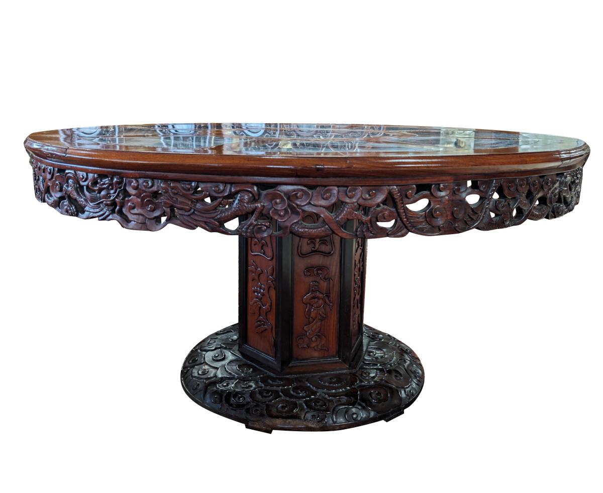 Magnificent Marble Inlay Dining Table, 10 Chairs, 60
