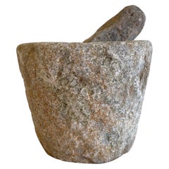 Vintage Stone Mortar and Pestle Bowl Set