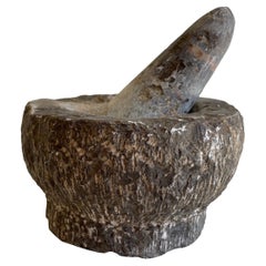 Vintage Stone Mortar and Pestle Bowl Set
