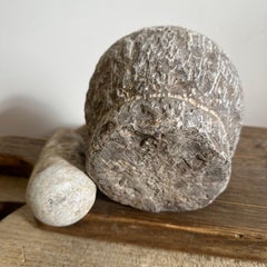 Vintage Stone Mortar Bowl and Pestle Set