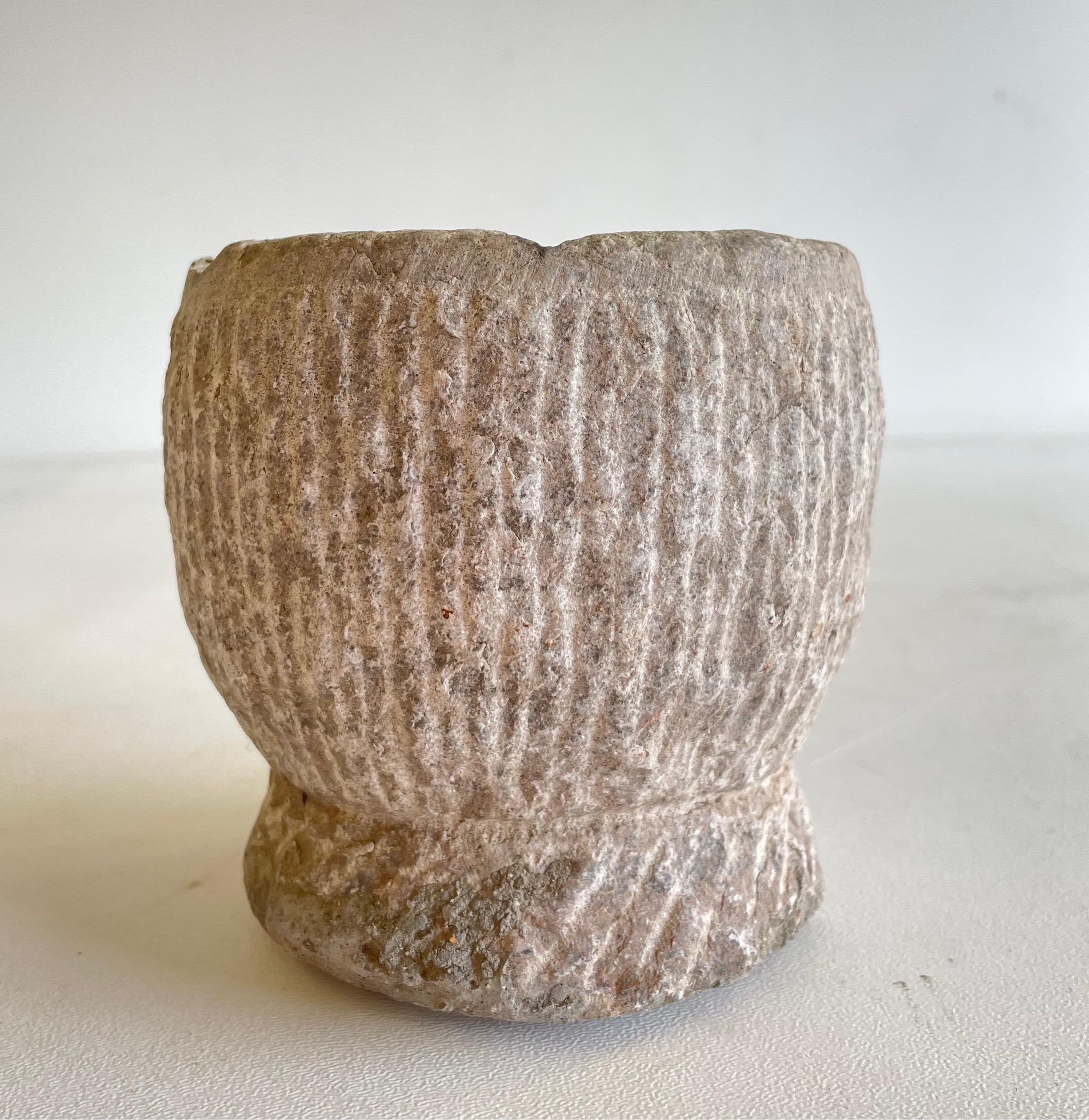Vintage Stone Mortar Bowl In Good Condition In Brea, CA
