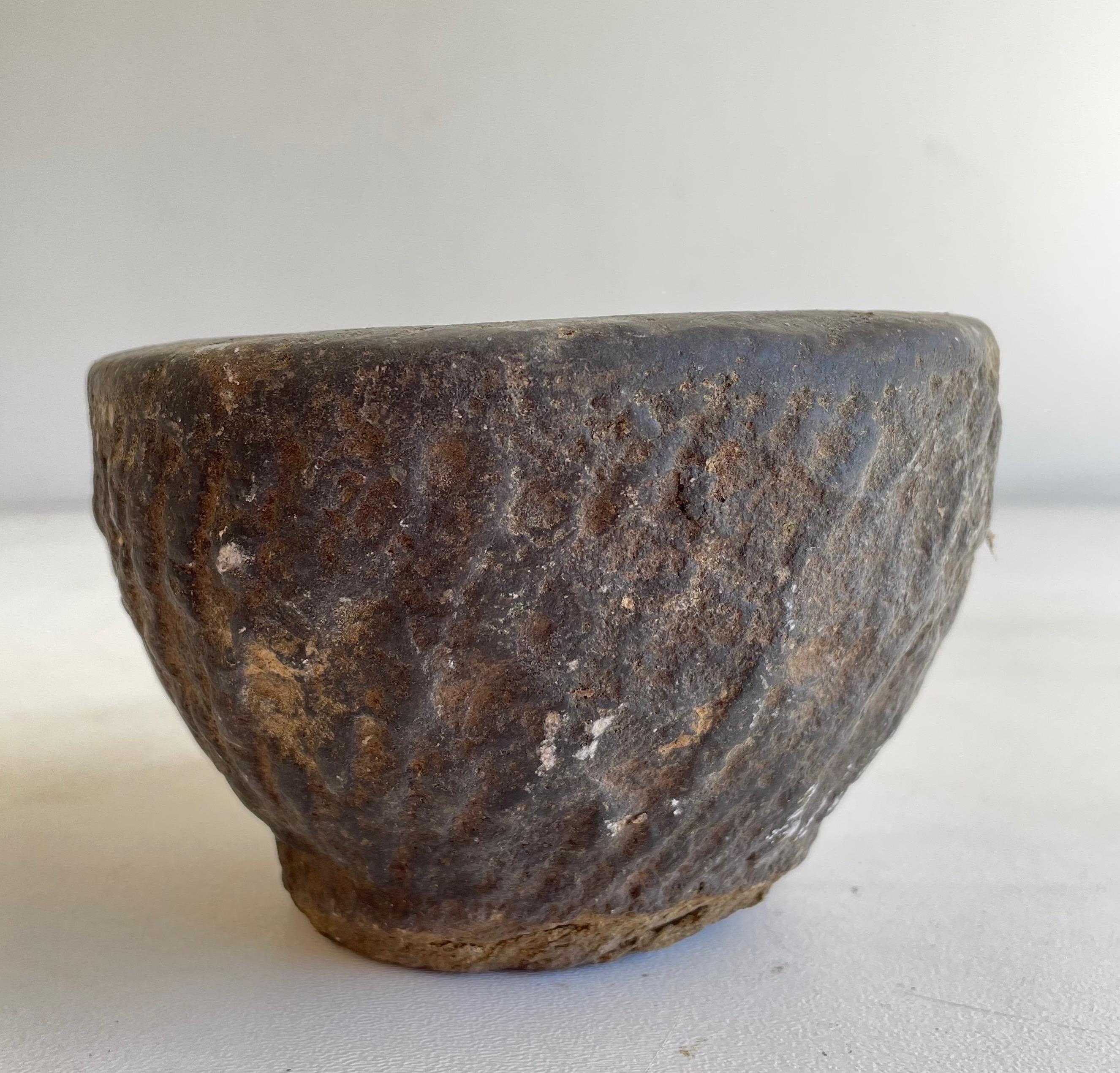 Vintage Stone Mortar Bowl In Good Condition For Sale In Brea, CA