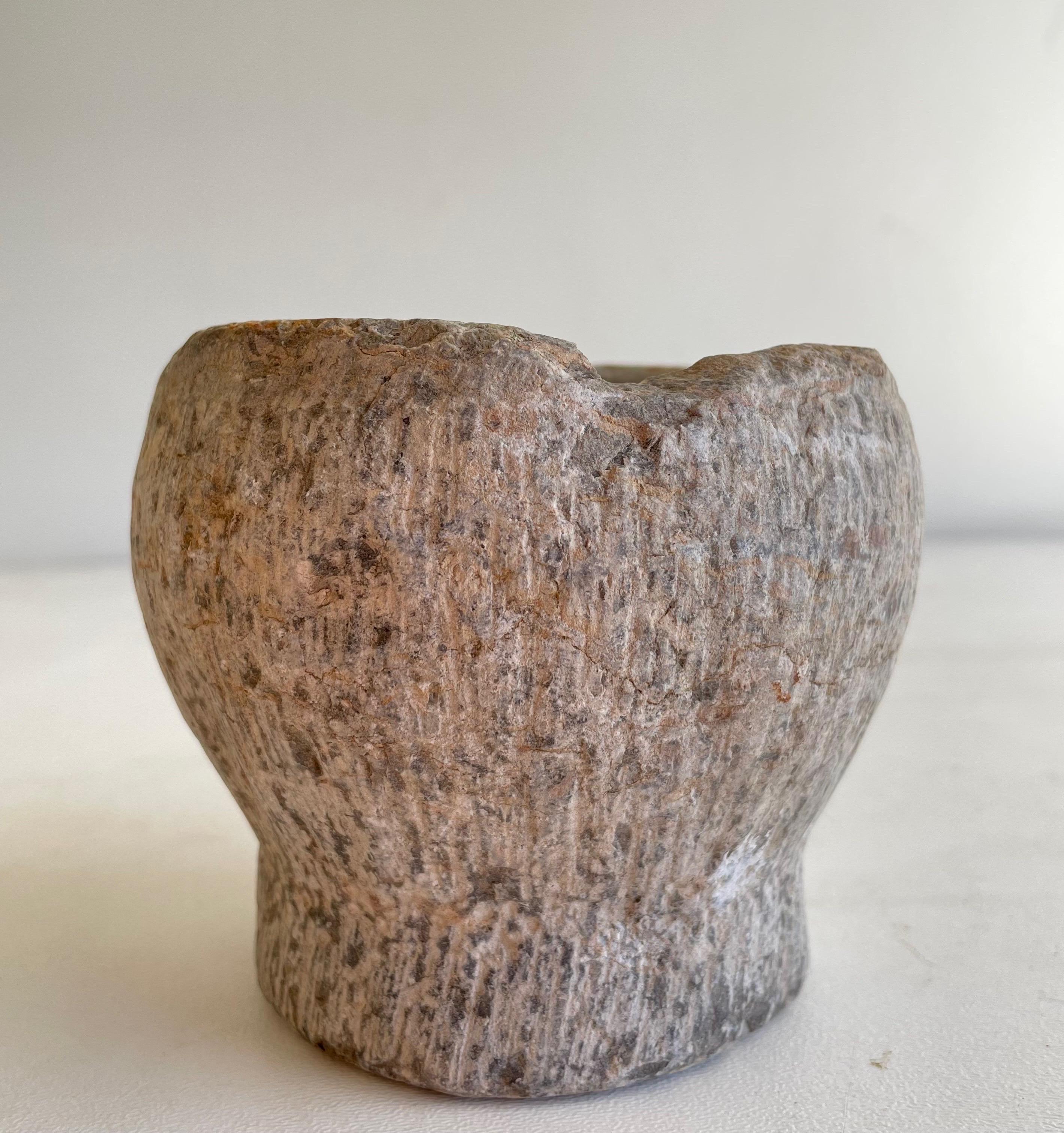 Vintage Stone Mortar Bowl In Good Condition For Sale In Brea, CA