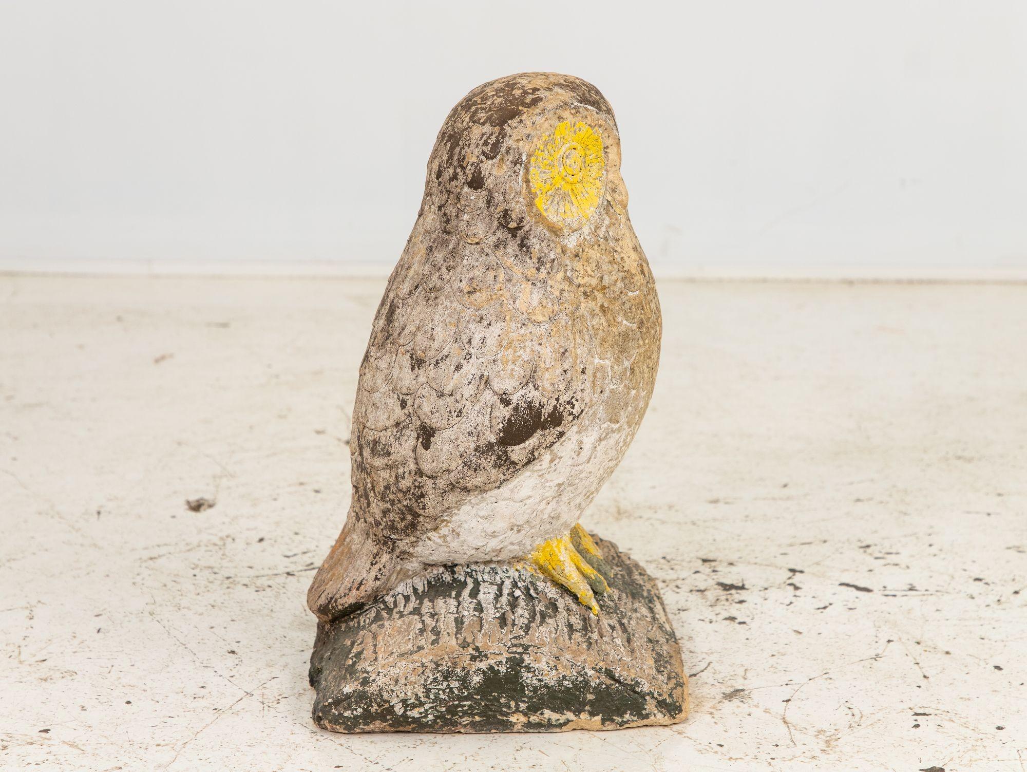 Vintage Stone Owl Garden Ornament In Good Condition For Sale In South Salem, NY
