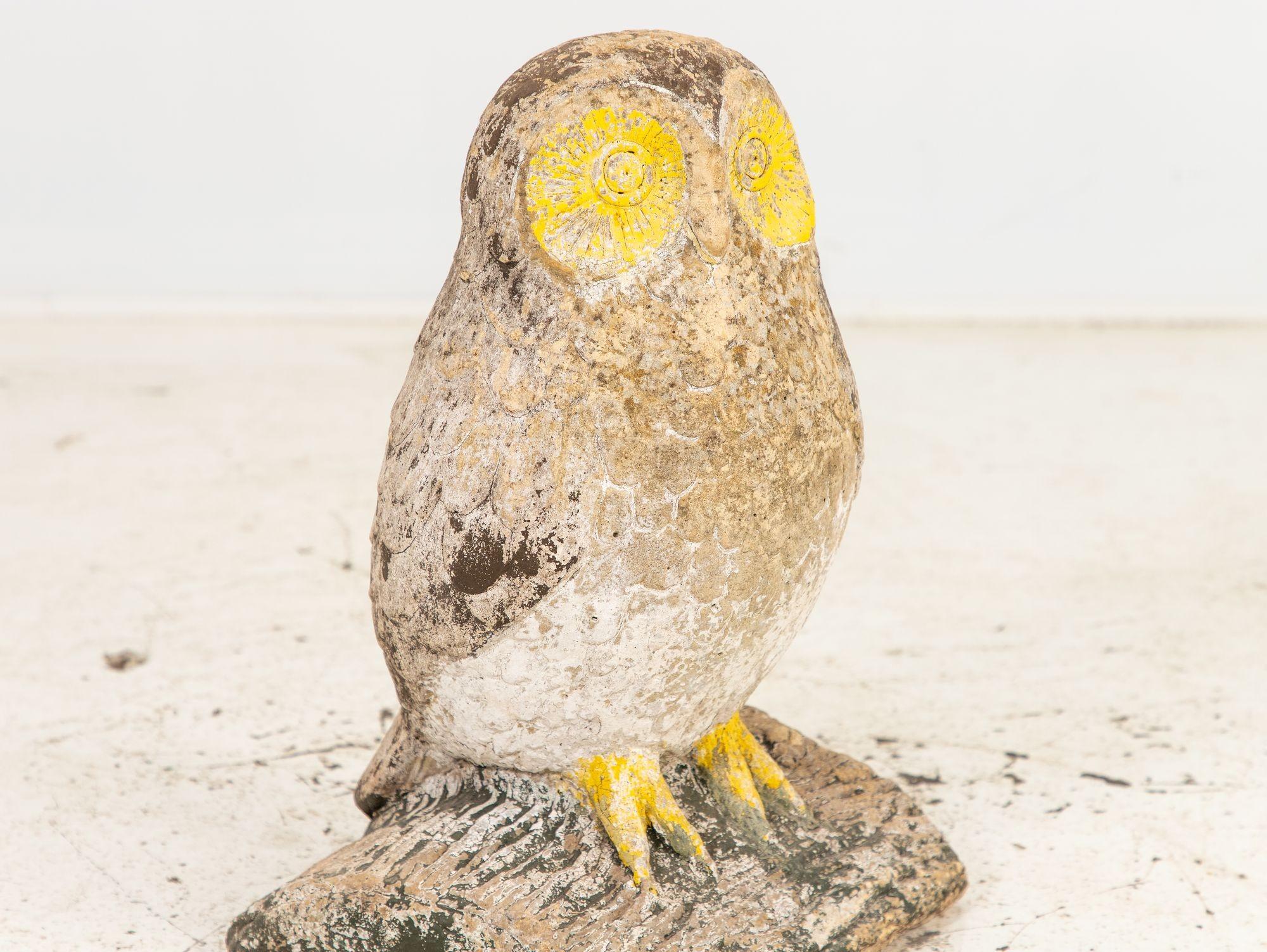 Mid-20th Century Vintage Stone Owl Garden Ornament For Sale