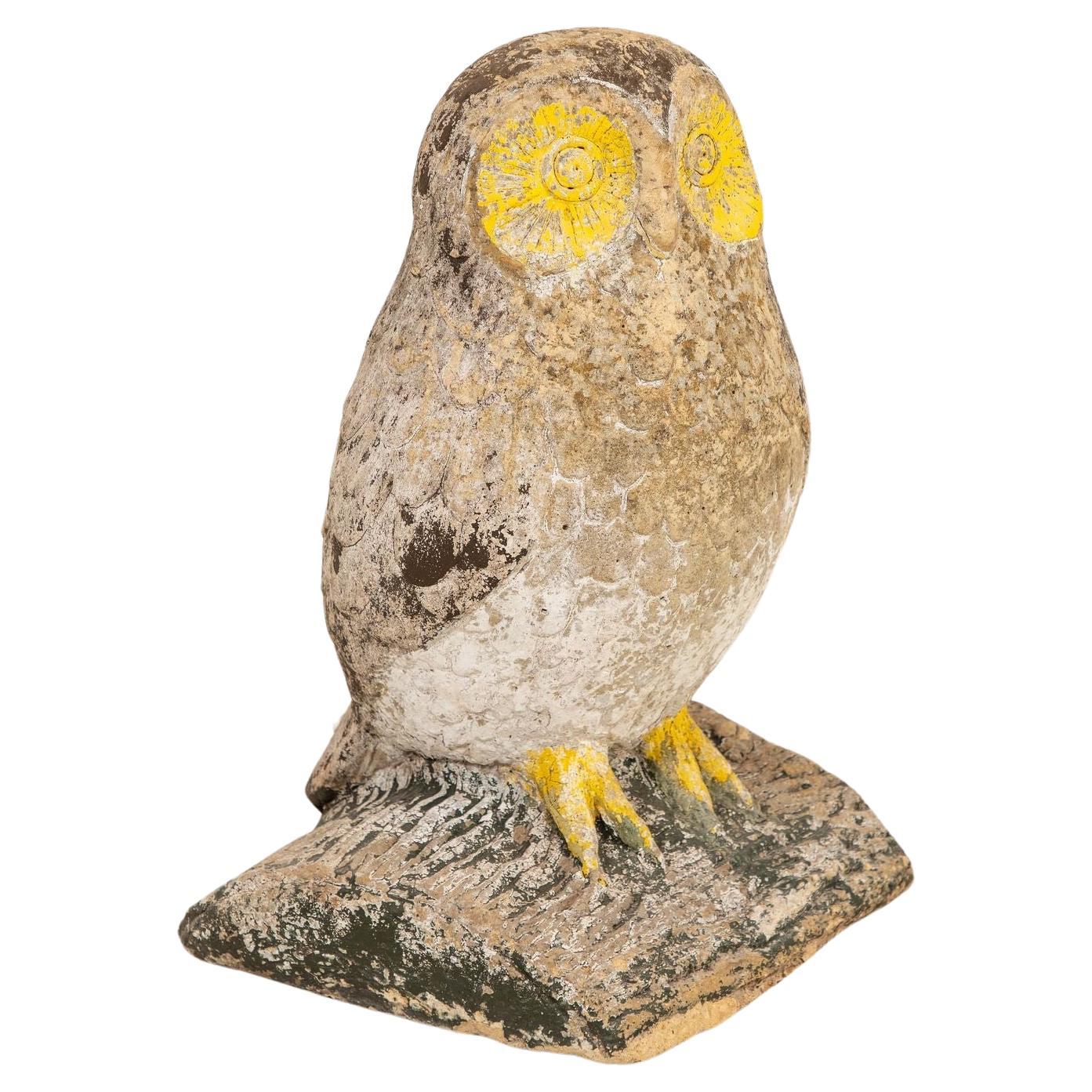 Vintage Stone Owl Garden Ornament For Sale