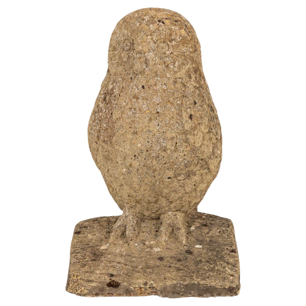 Vintage Stone Owl Garten Ornament im Angebot