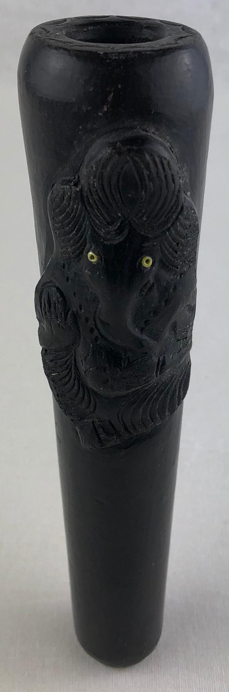 Nepalese Vintage Stone Pipe with Hand Carved Elephant Head from Kathmandu, Nepal For Sale