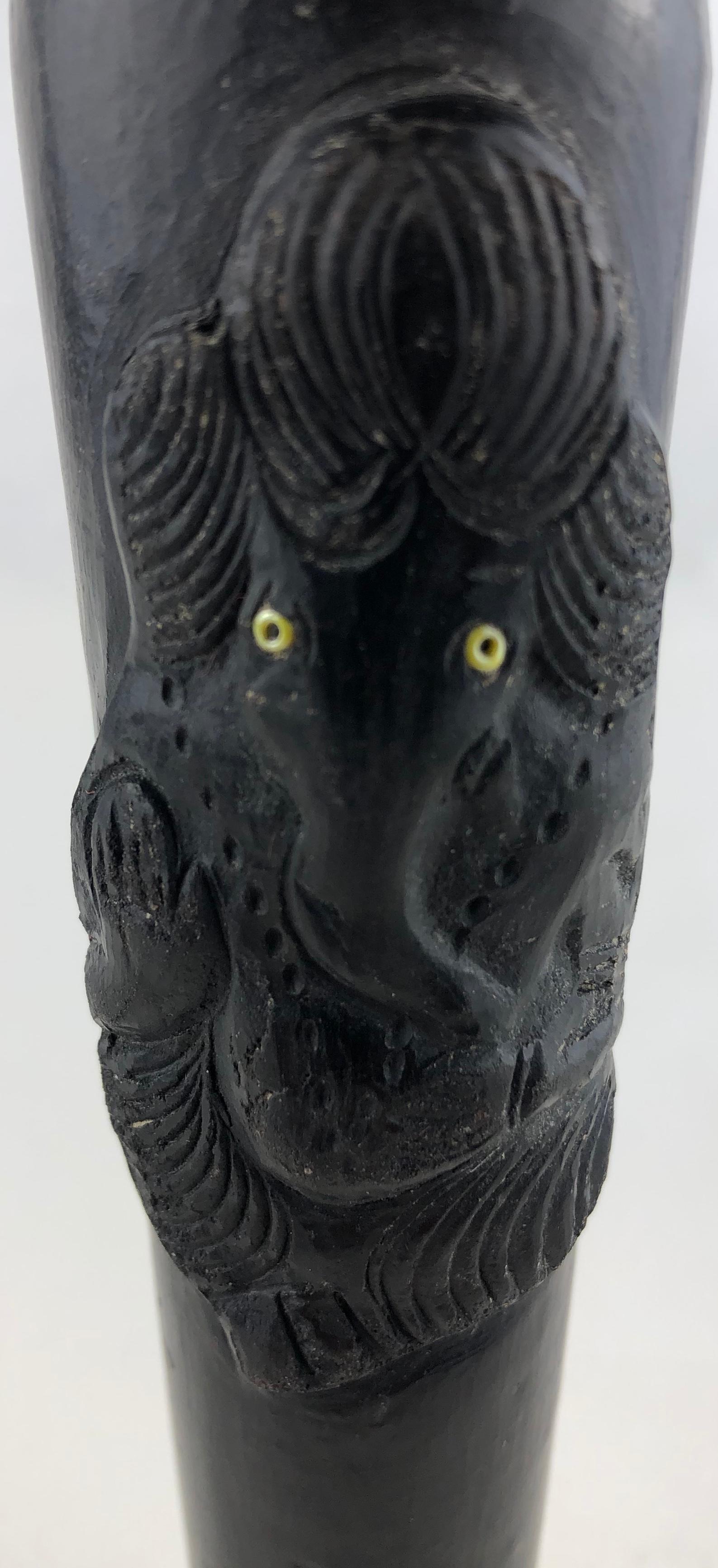 Vintage Stone Pipe with Hand Carved Elephant Head from Kathmandu, Nepal In Good Condition For Sale In Miami, FL