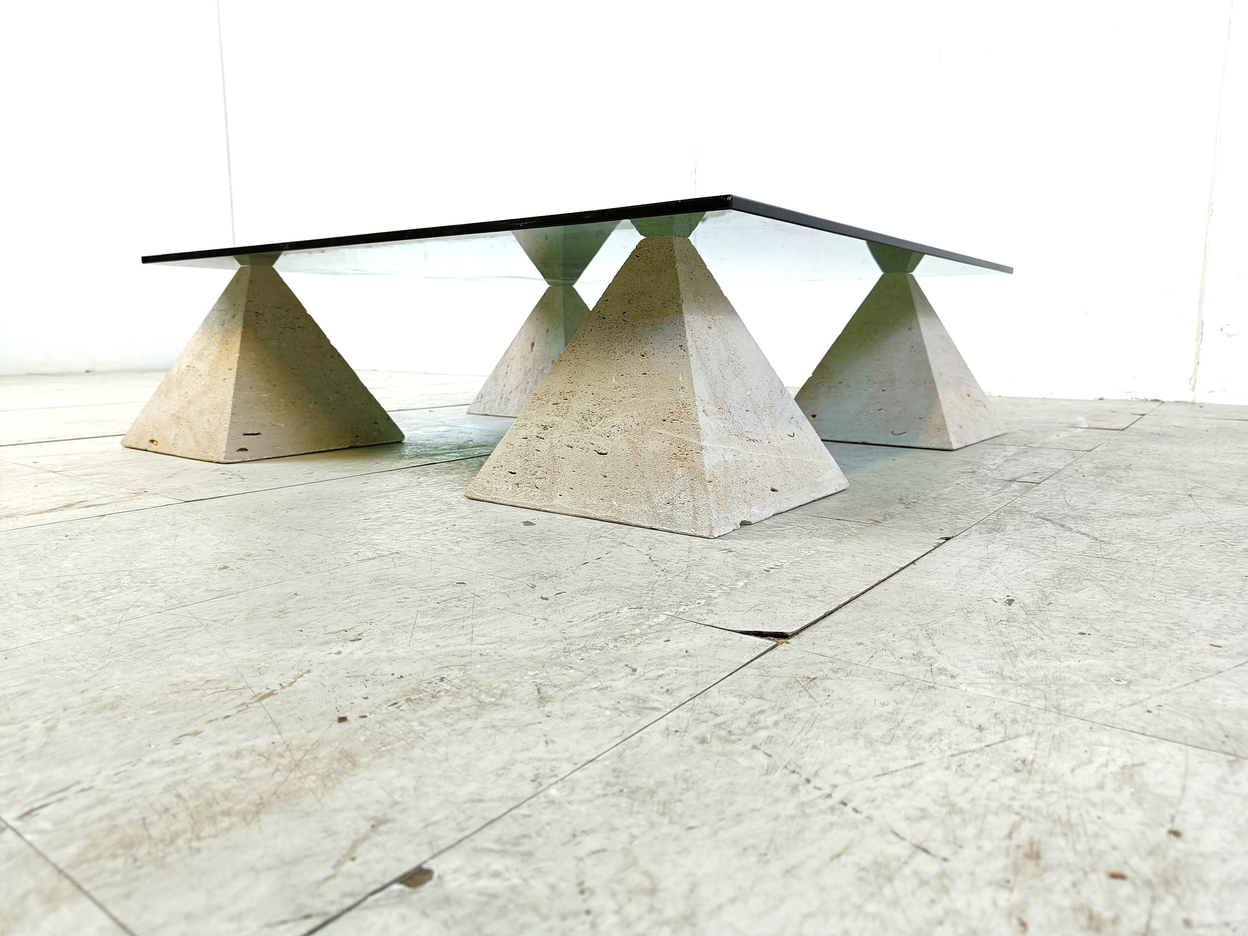 Post-Modern Vintage stone pyramid coffee table, 1970s For Sale