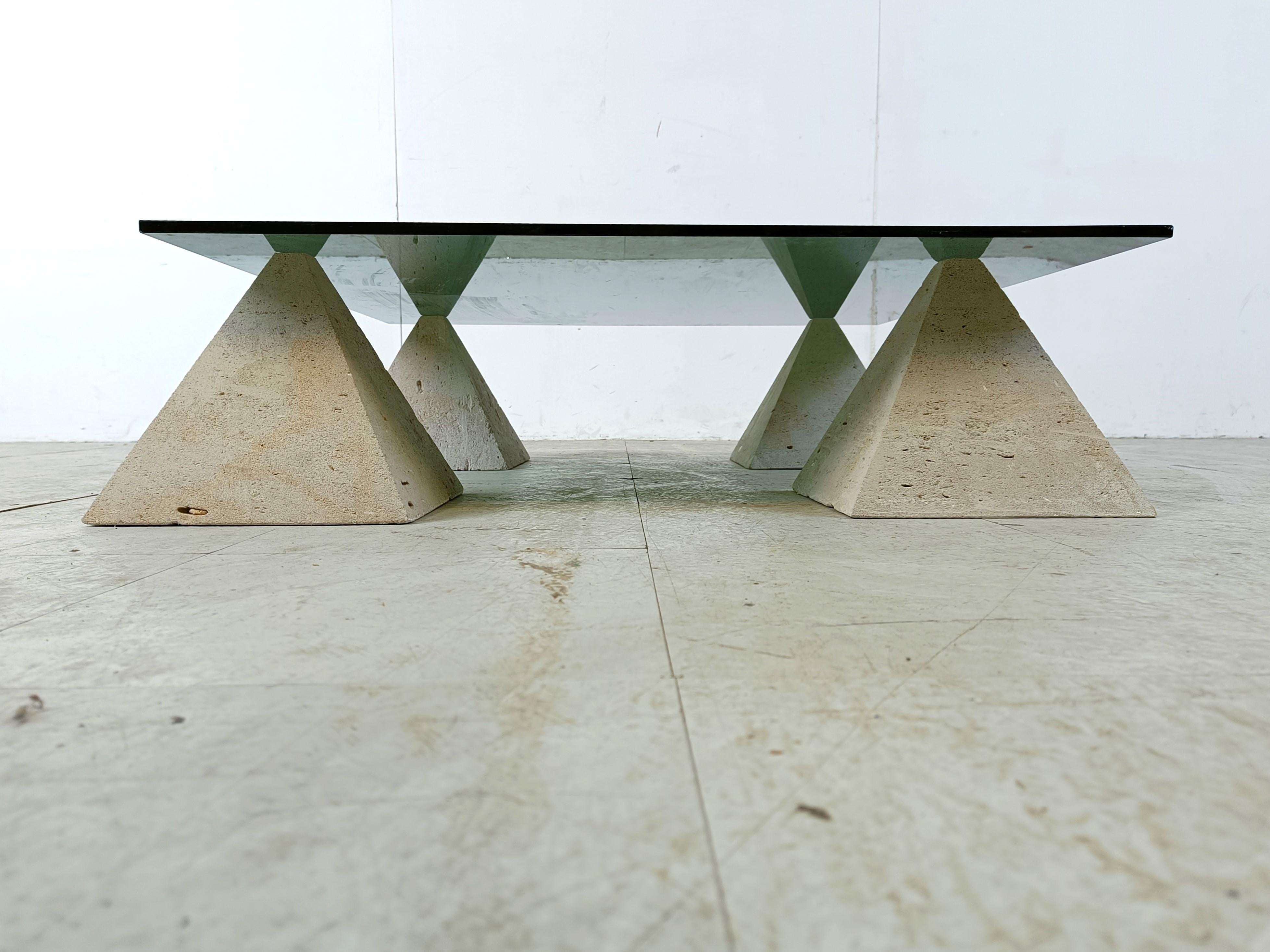 Late 20th Century Vintage stone pyramid coffee table, 1970s For Sale