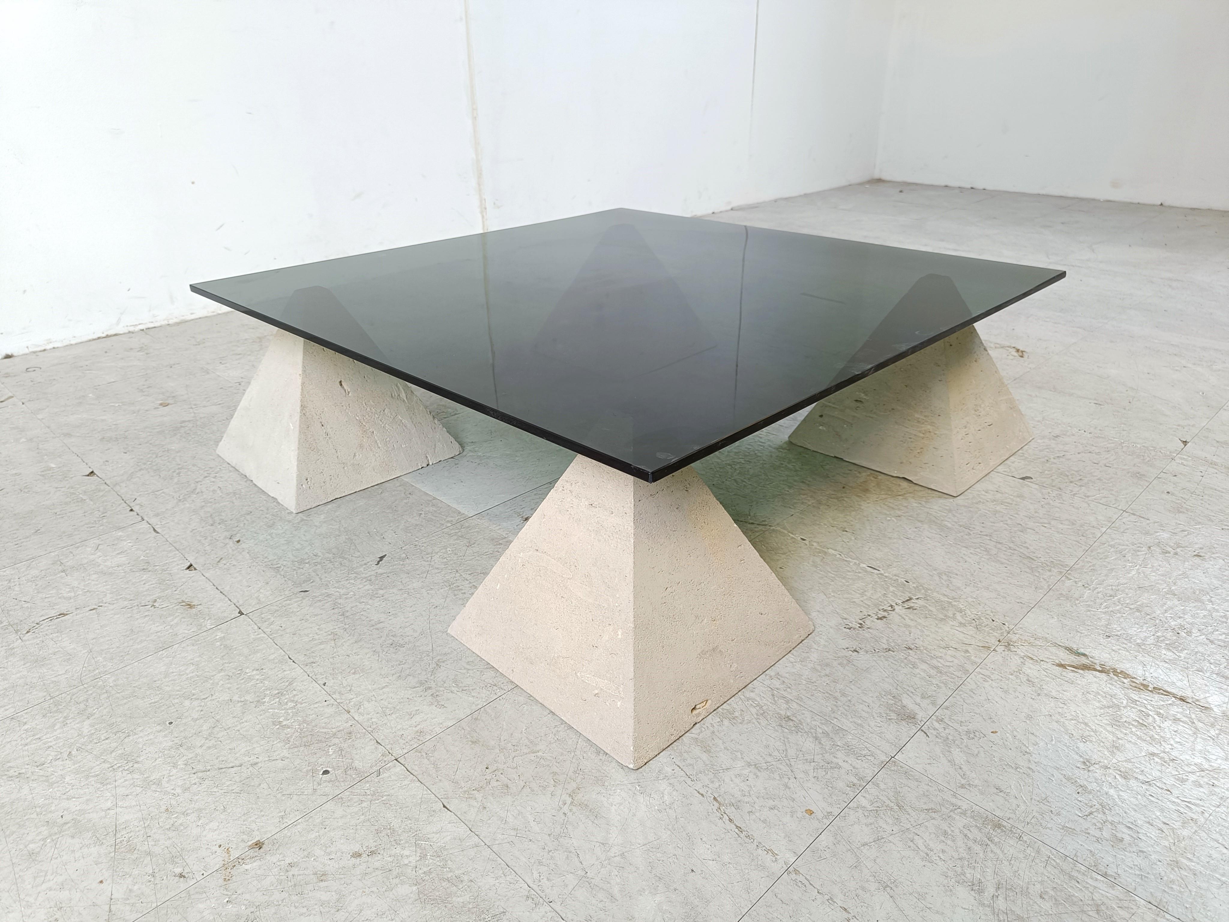 Vintage stone pyramid coffee table, 1970s For Sale 1