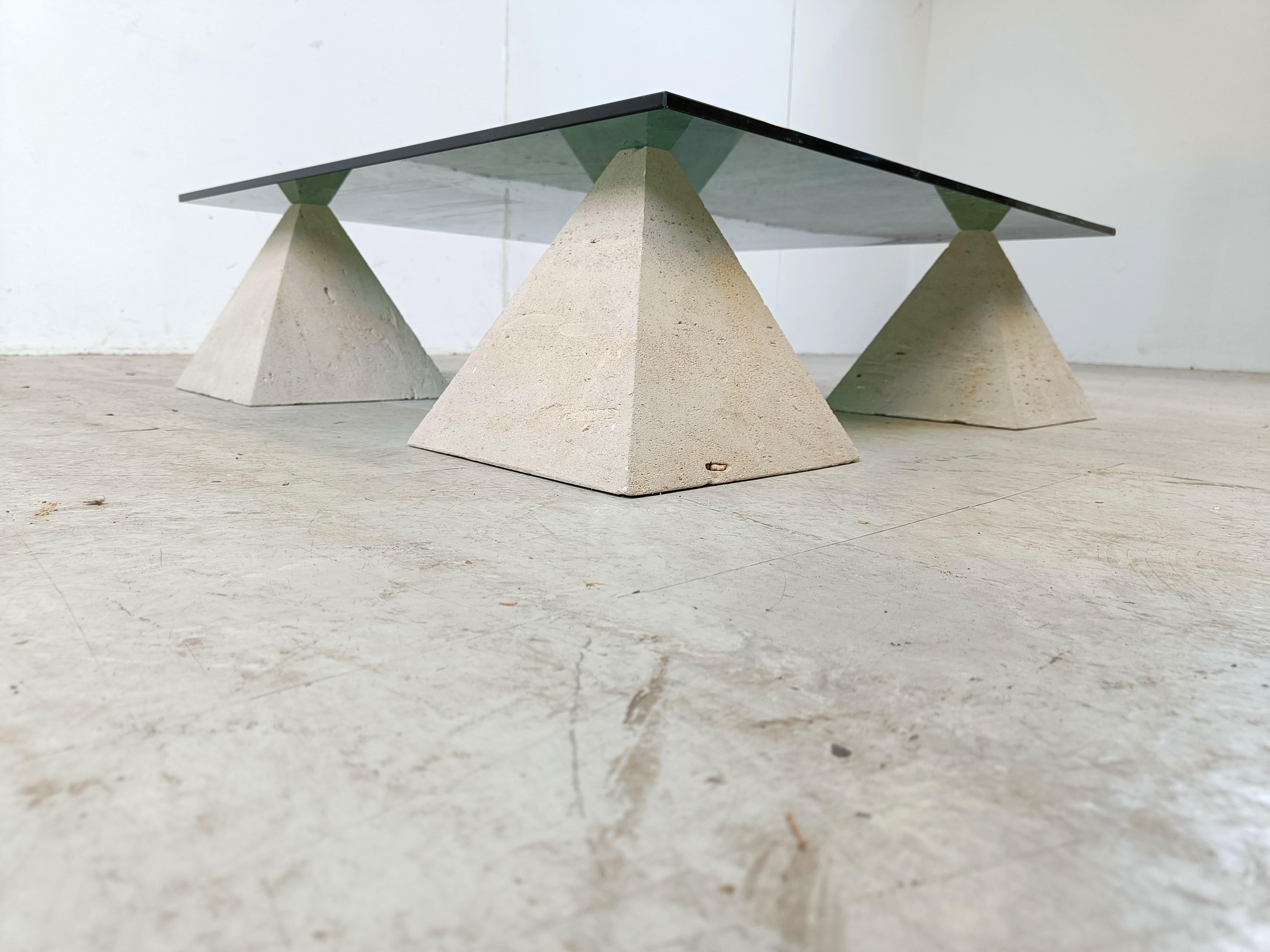 Vintage stone pyramid coffee table, 1970s For Sale 2