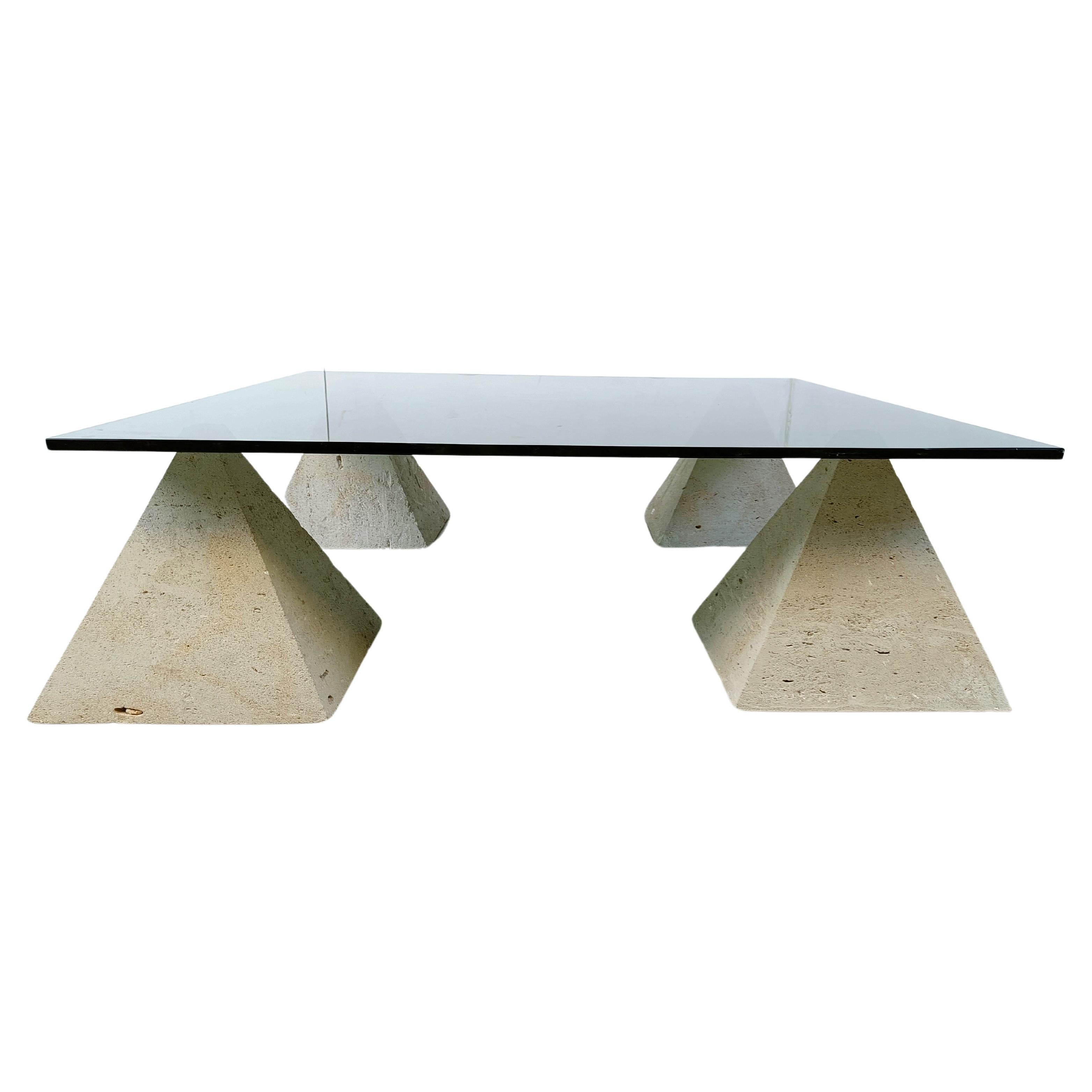 Vintage stone pyramid coffee table, 1970s For Sale