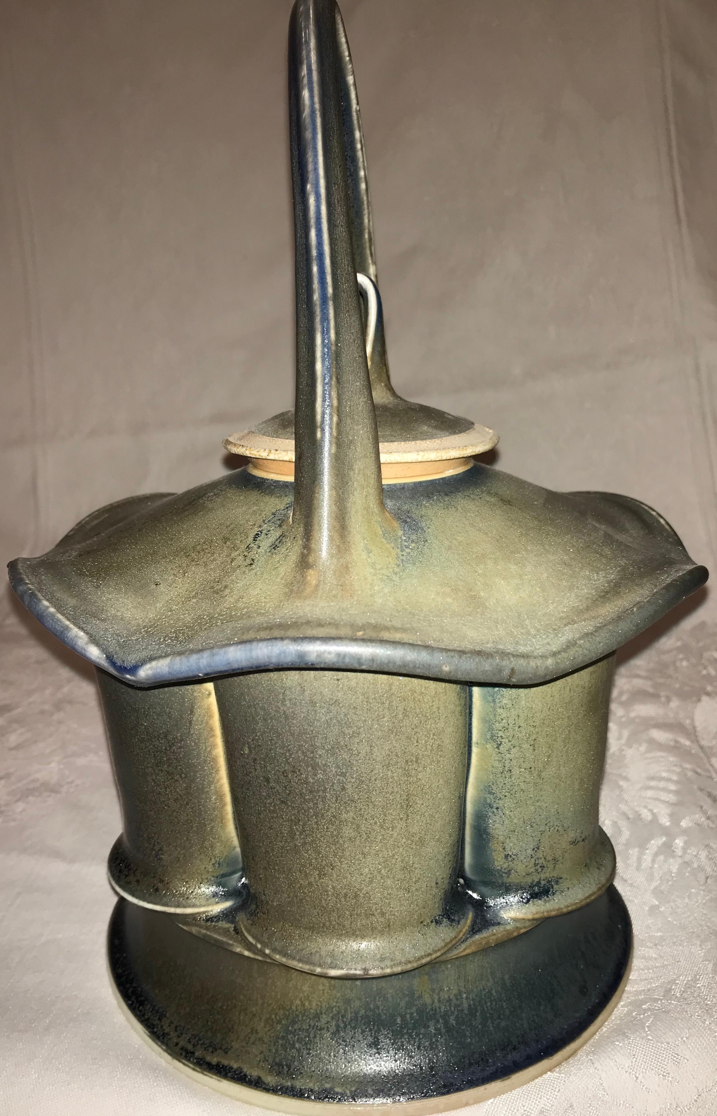 Glazed Vintage Stone Soldier Pottery, Artisan-Made Naturalistic Stoneware Teapot