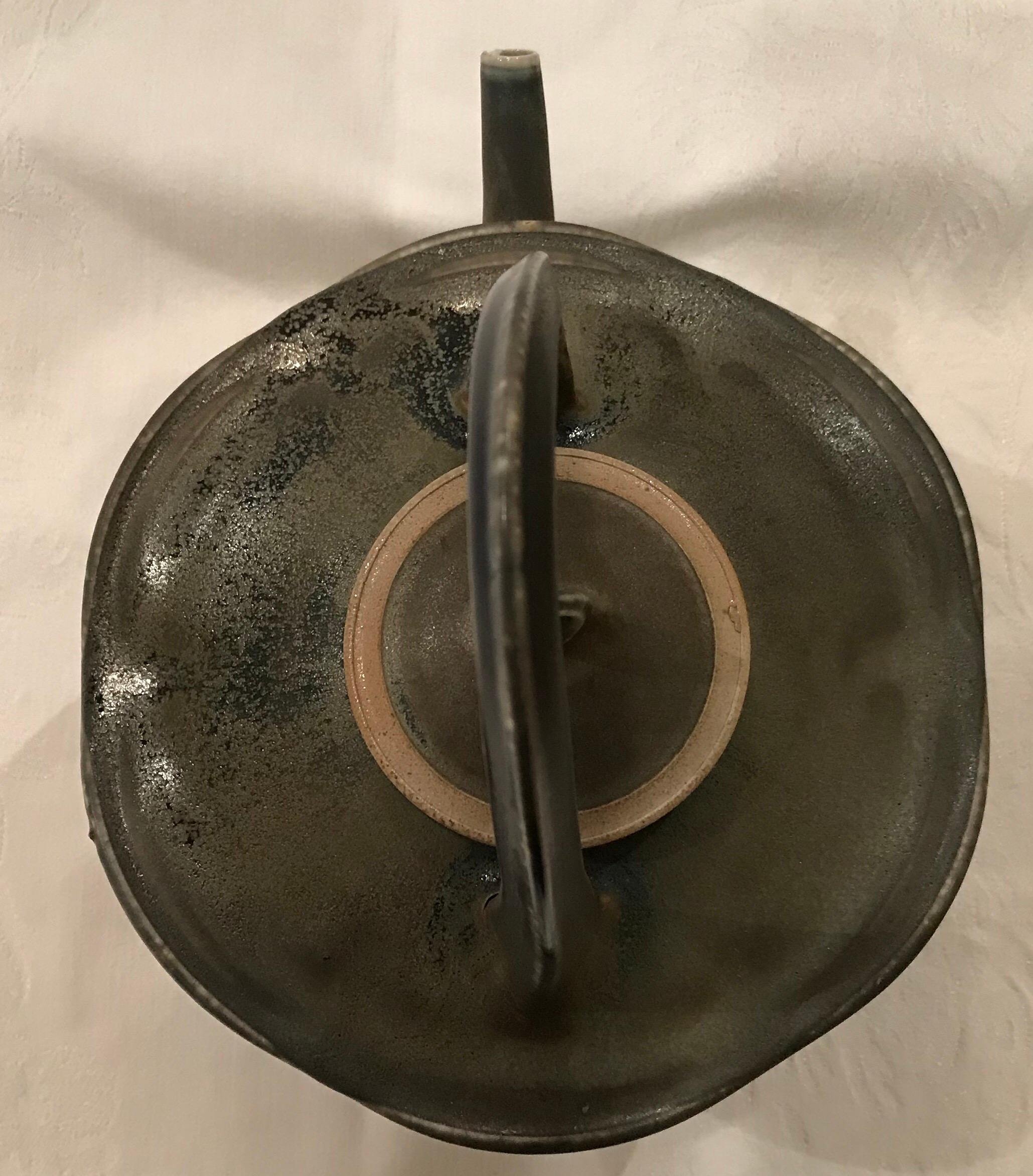 Vintage Stone Soldier Pottery, Artisan-Made Naturalistic Stoneware Teapot In Good Condition In South Newfane, VT