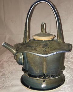 Vintage Stone Soldier Pottery, Artisan-Made Naturalistic Stoneware Teapot