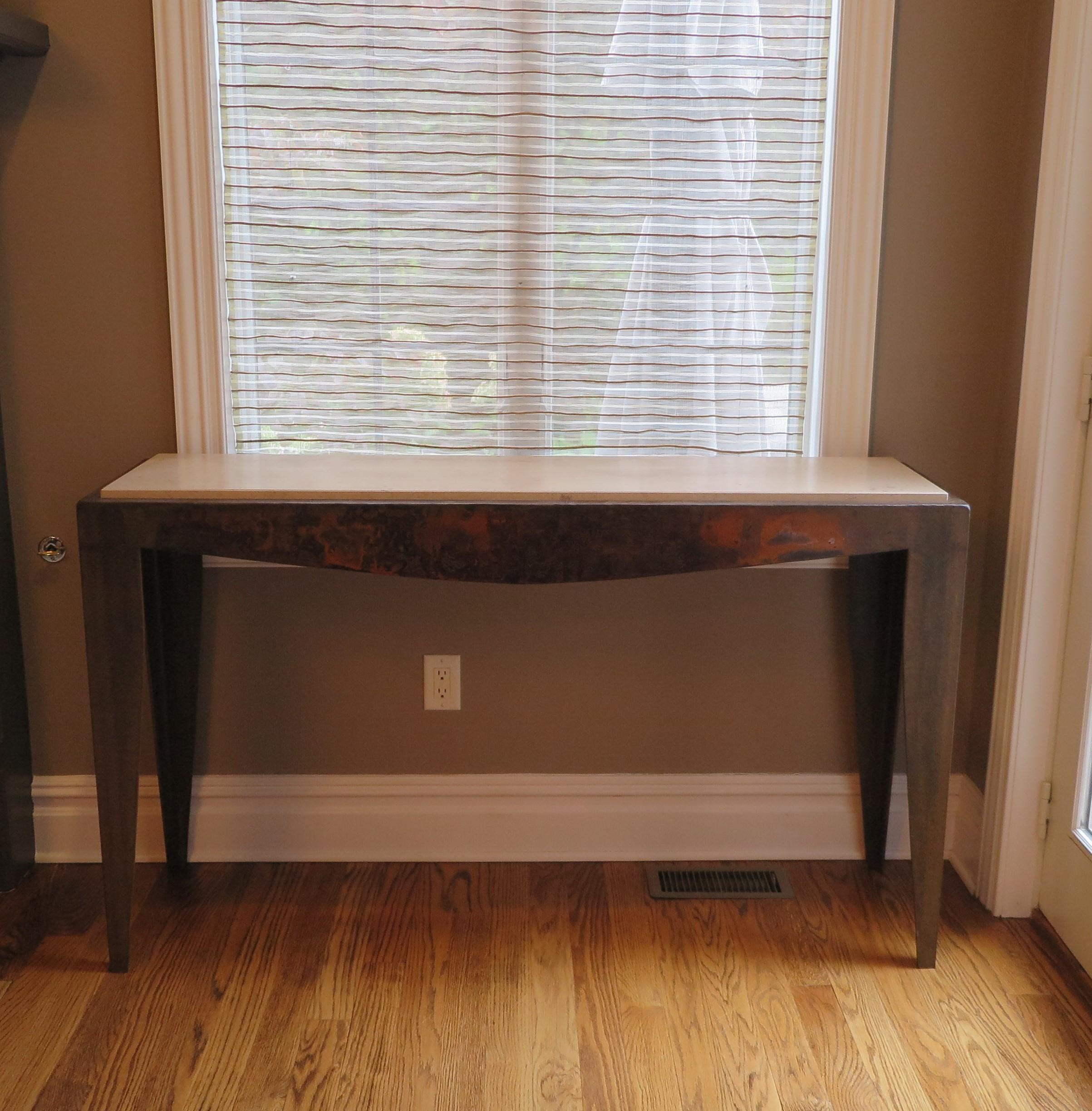 Vintage Stone & Steel Console Table  In Good Condition For Sale In New York, NY