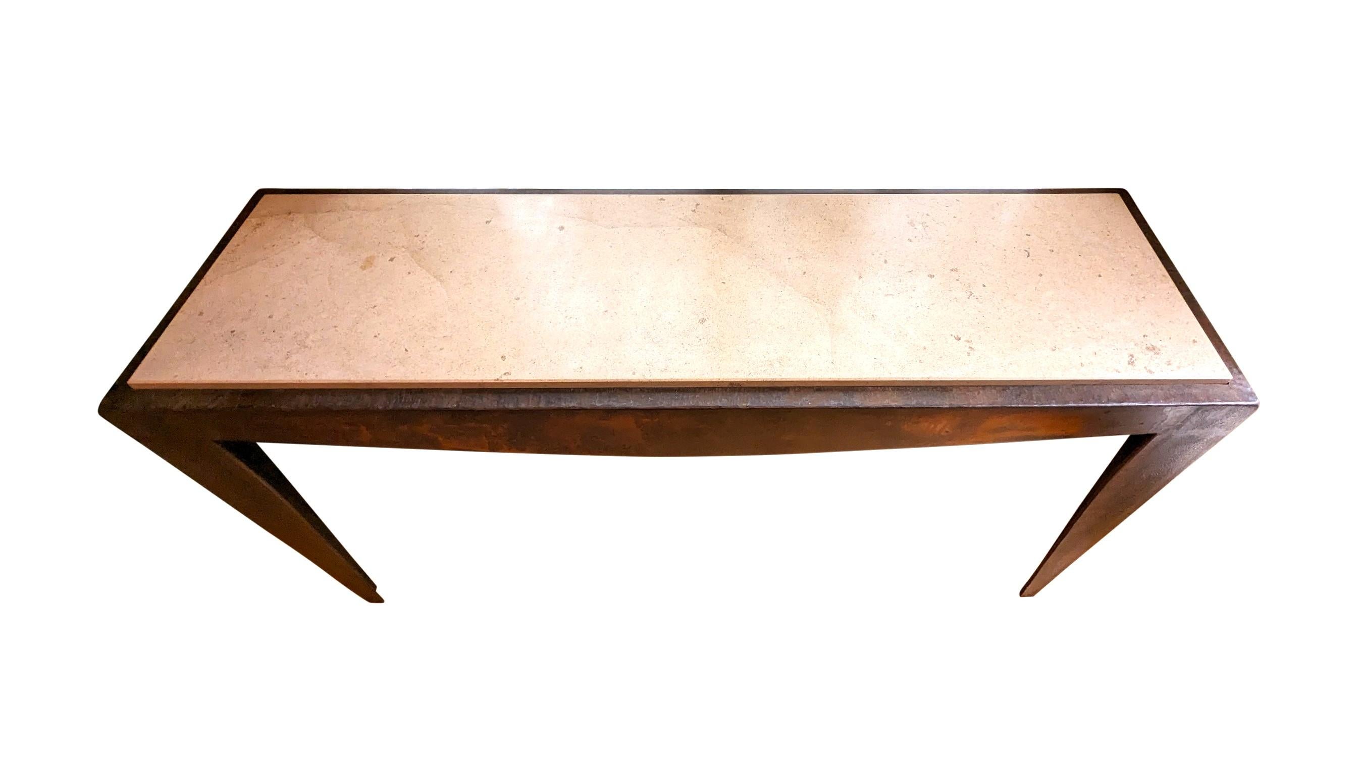 Vintage Stone & Steel Console Table  For Sale 3