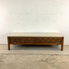 Vintage Stone Top Couchtisch mit Schubladen