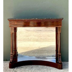 Vintage Stone Top Flame Mahogany Pier Table