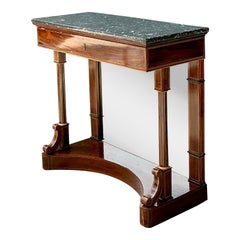 Vintage Stone Top Flame Mahogany Pier Table