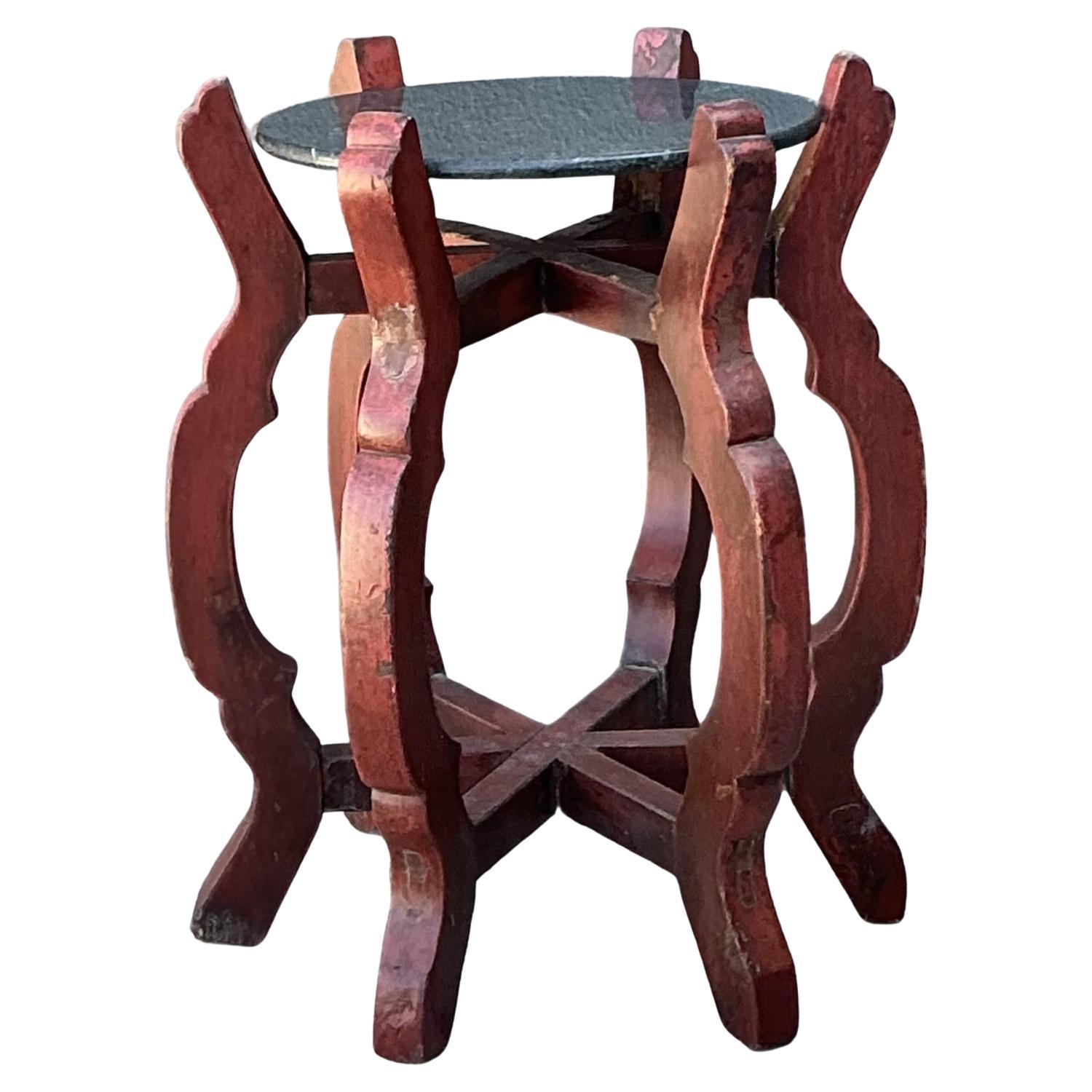 Table d'appoint vintage à plateau en pierre en vente