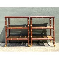 Vintage Stone Top Twisted Iron Side Tables - A Pair