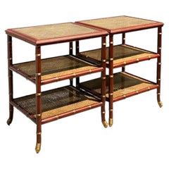 Vintage Stone Top Twisted Iron Side Tables - A Pair