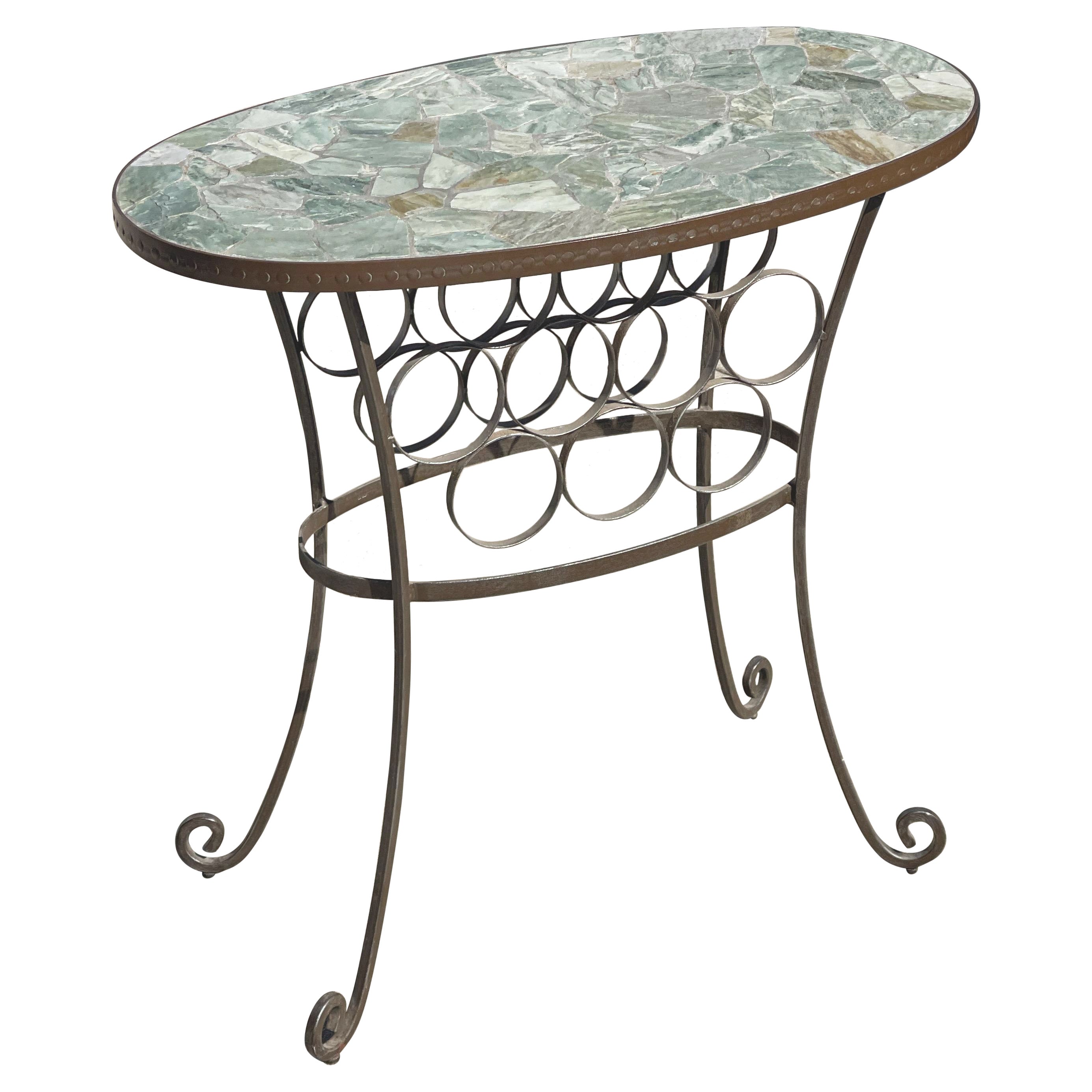 Vintage Stone Wine Holder Accent Console Table
