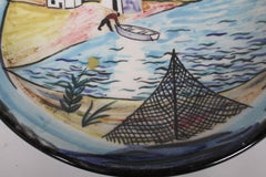 Vintage Stonelain AAA Coastal Scene Ceramic Charger by Artist Nicolai Cikovsky