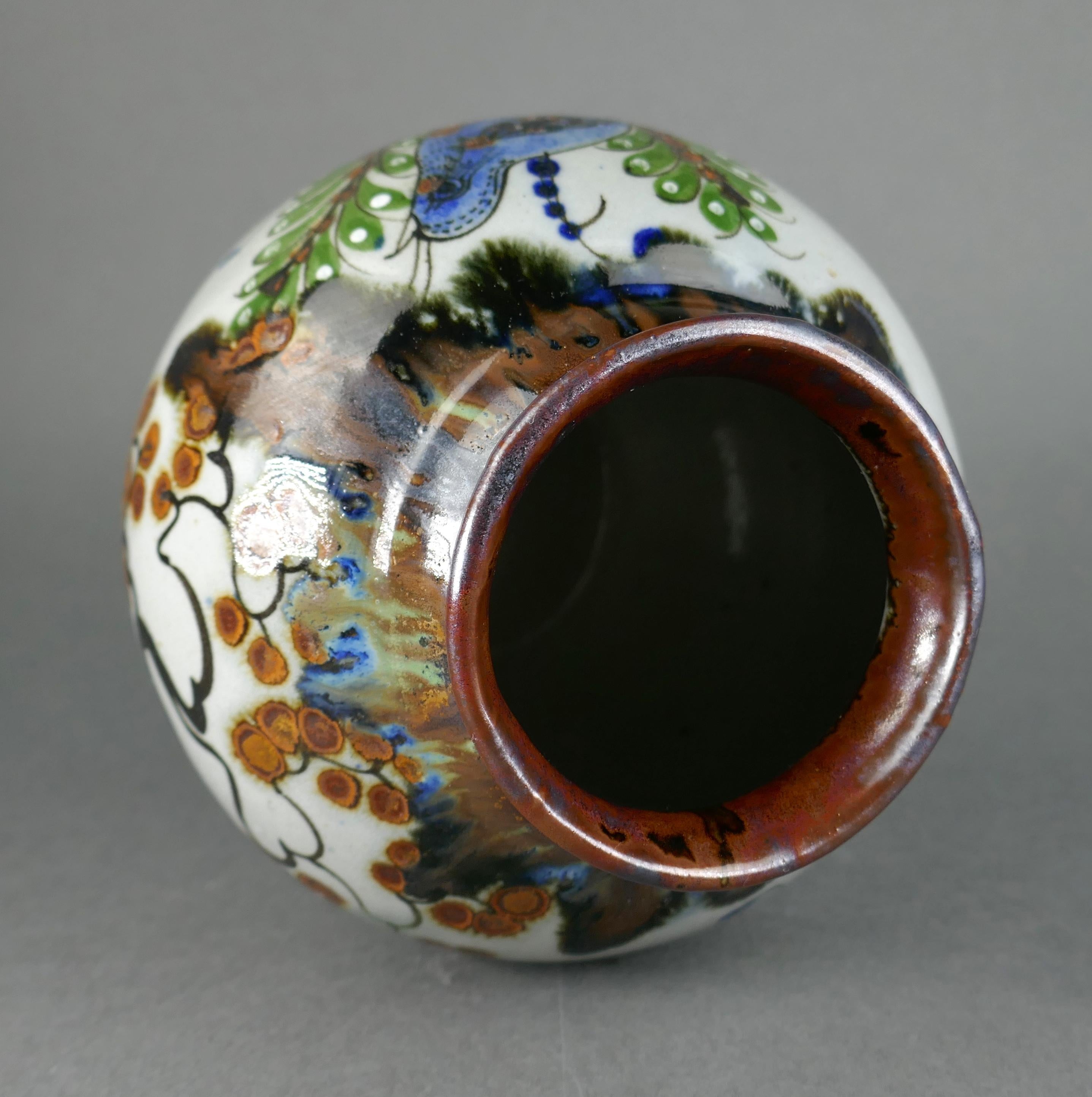 Vintage-Vase aus Steingut, handbemalt, California Quail Tonala Mexico Talavera, Mexiko im Angebot 2