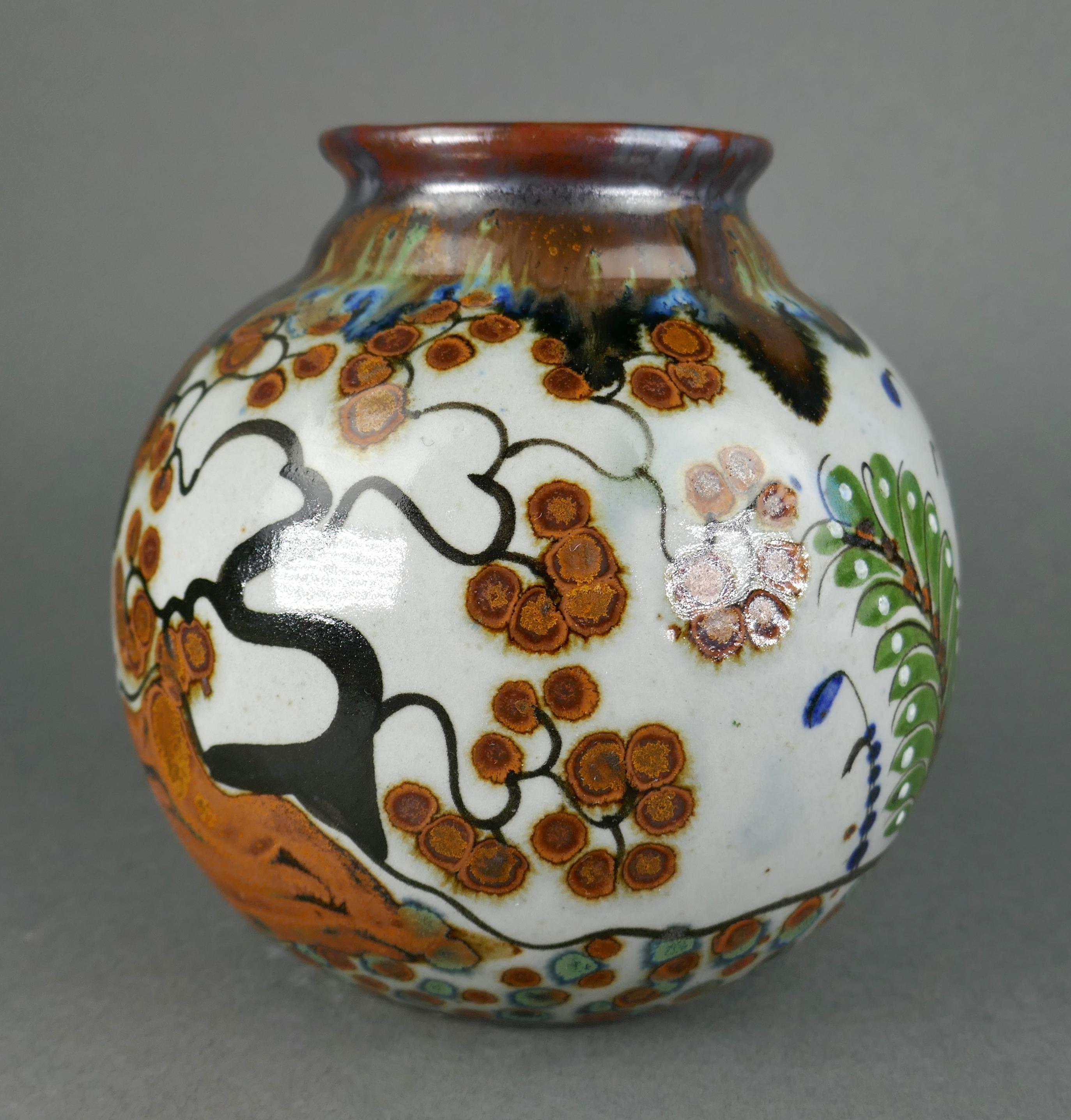 Vintage-Vase aus Steingut, handbemalt, California Quail Tonala Mexico Talavera, Mexiko im Angebot 1