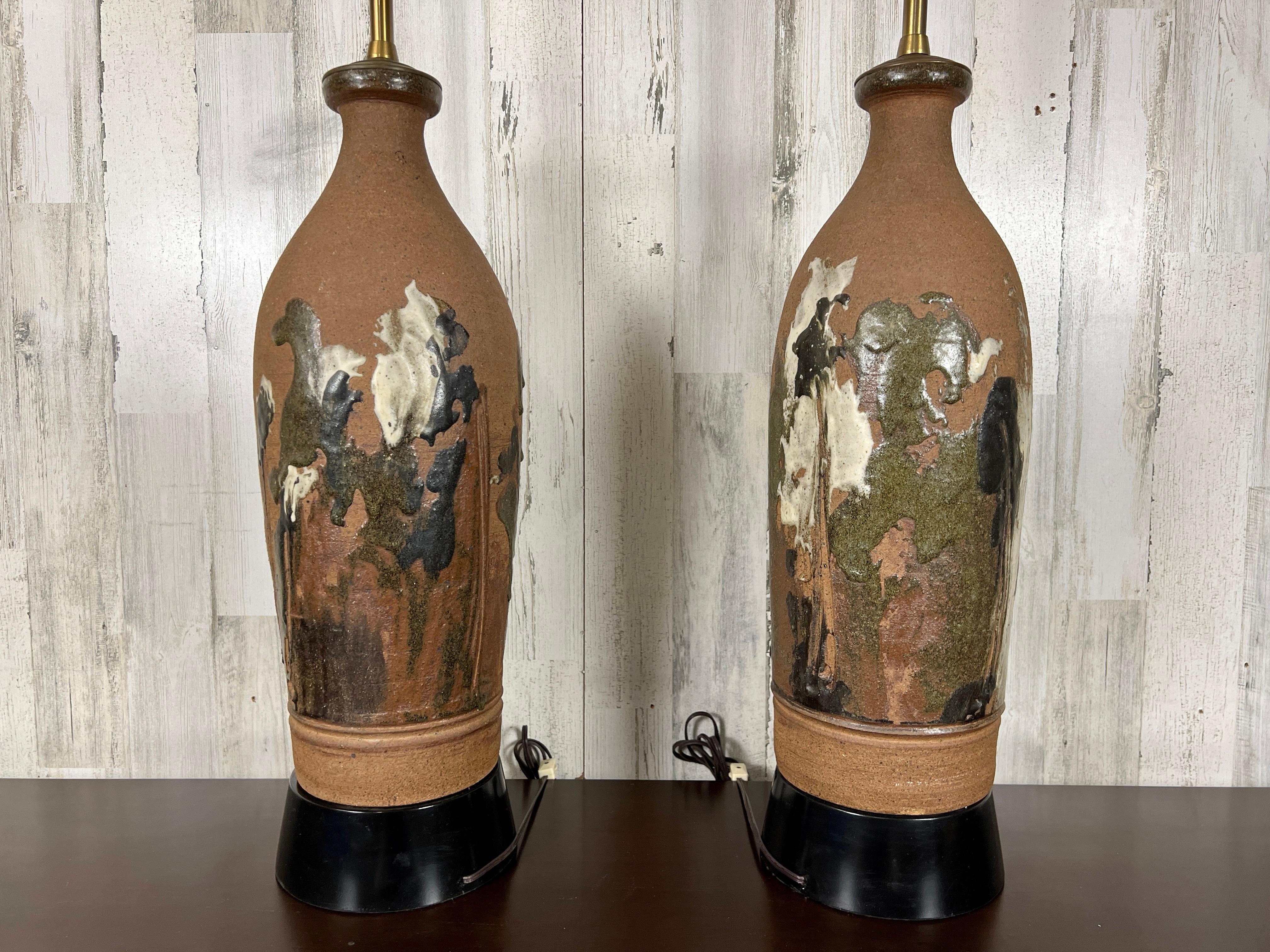 Vintage Stoneware Lamps by Larry Shep For Sale 6