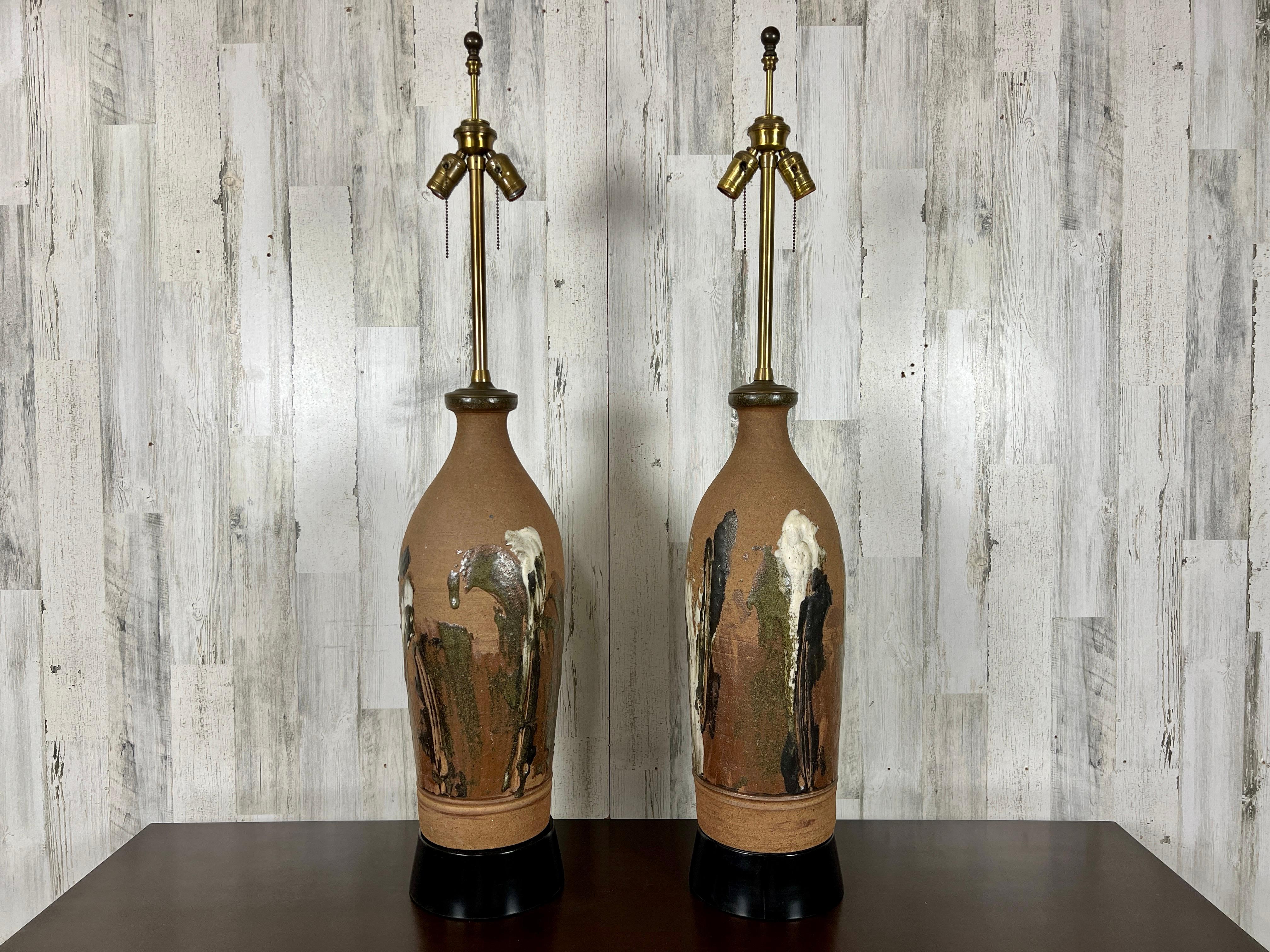 Hand-Crafted Vintage Stoneware Lamps by Larry Shep For Sale