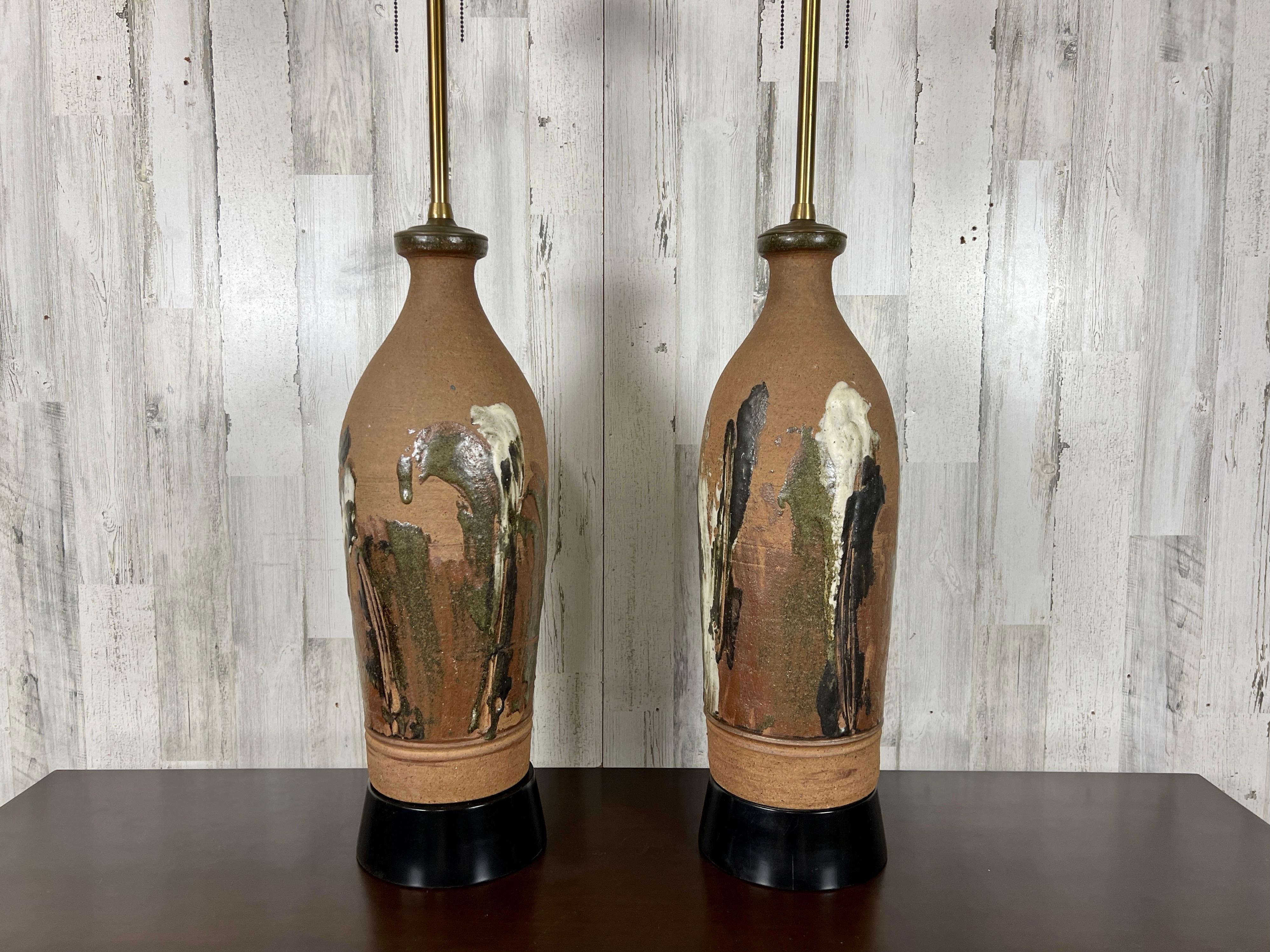20th Century Vintage Stoneware Lamps by Larry Shep For Sale