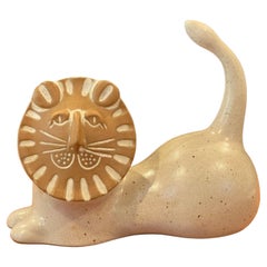 Vintage Stoneware Lion Planter by David Stewart